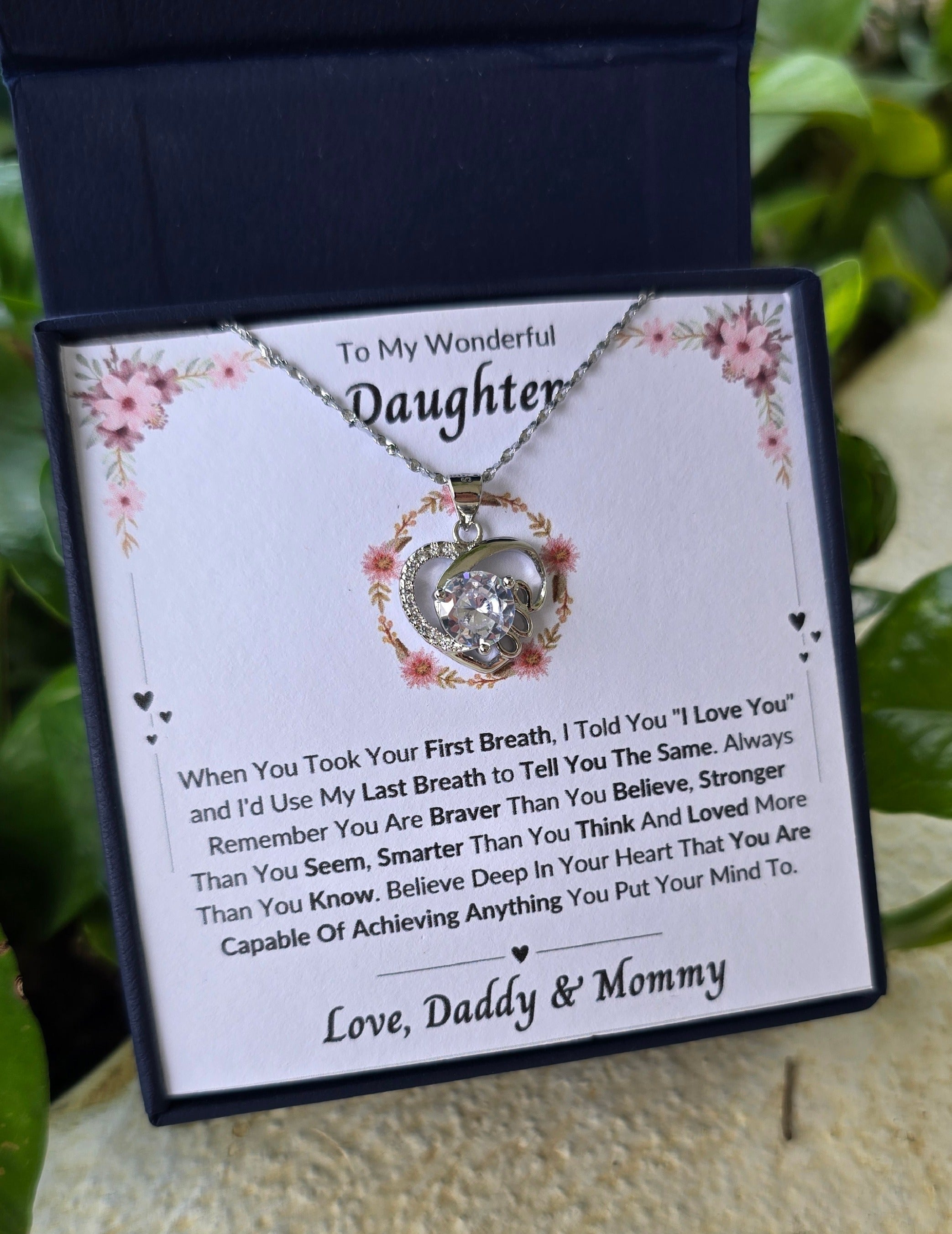 Best Gift To My Daughter I Love You Forever I From Daddy Mommy I Love Heart Necklace