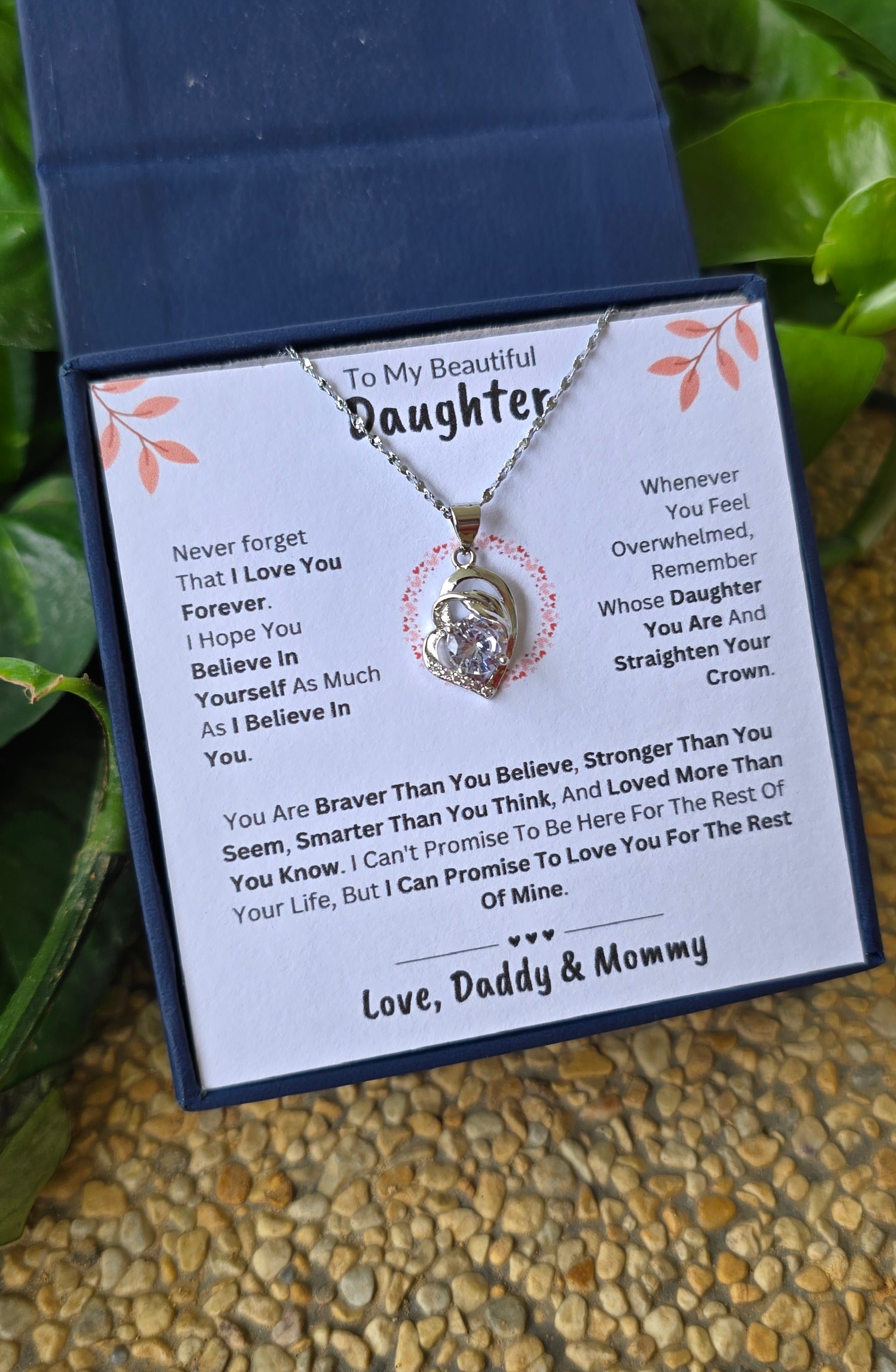 Best Gift To My Daughter I Love You Forever I From Daddy Mummy I Pure Love Necklace