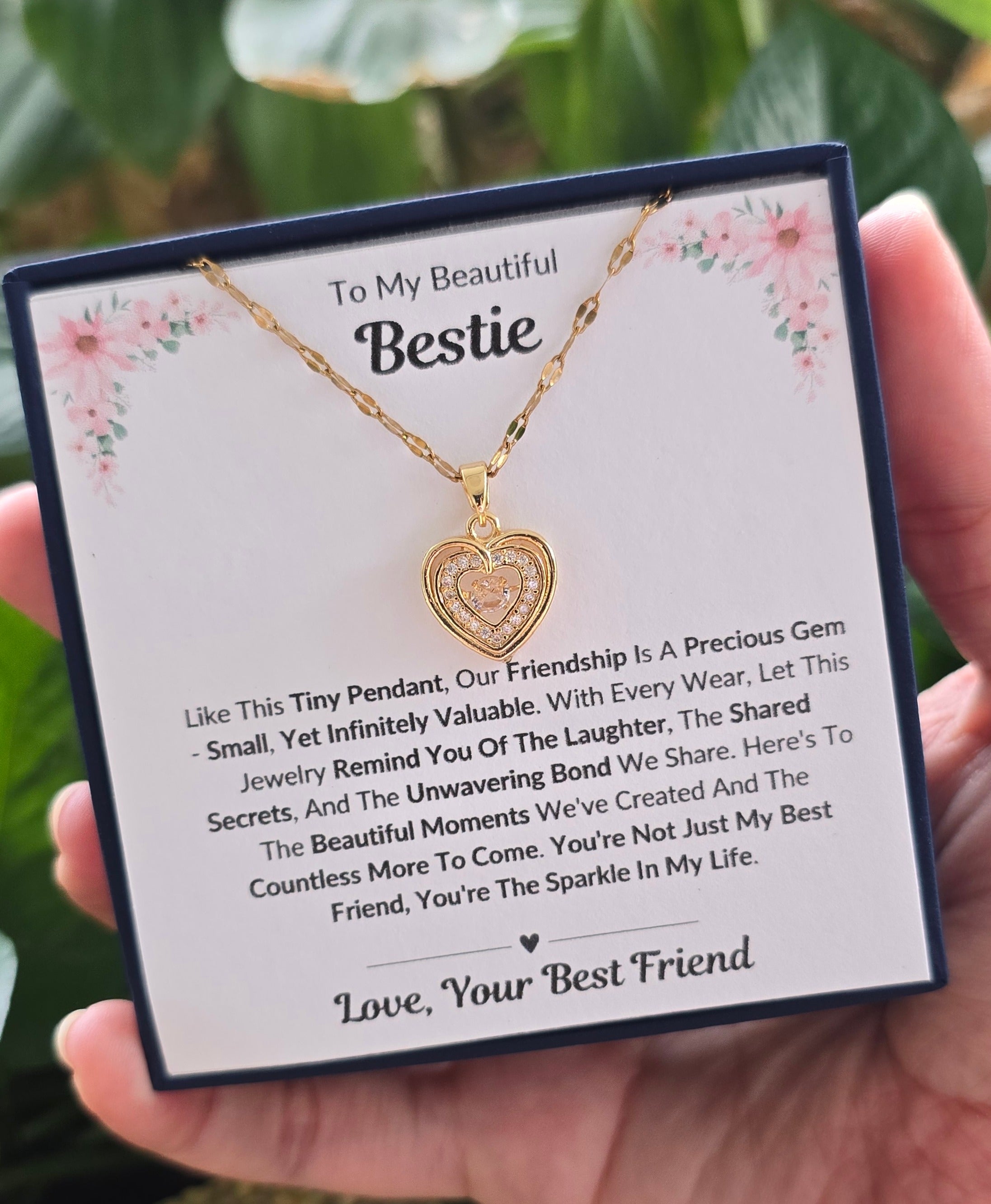 Best Gift To My Bestie I Not Just Best Friend I Gold Heart Necklace
