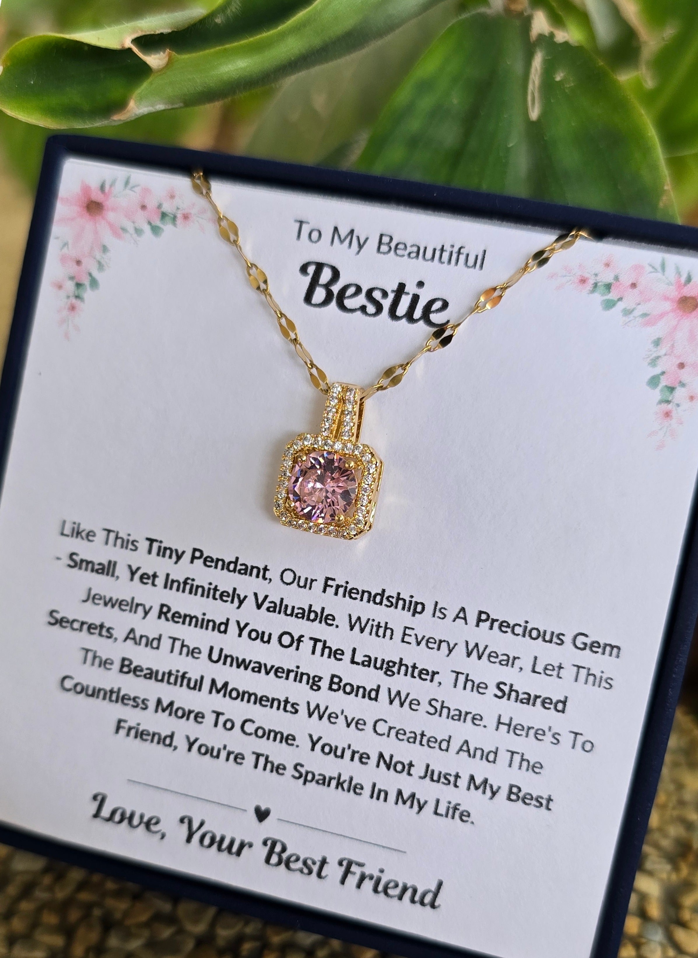 Best Gift To My Bestie I Not Just Best Friend I Sweet Pink Necklace