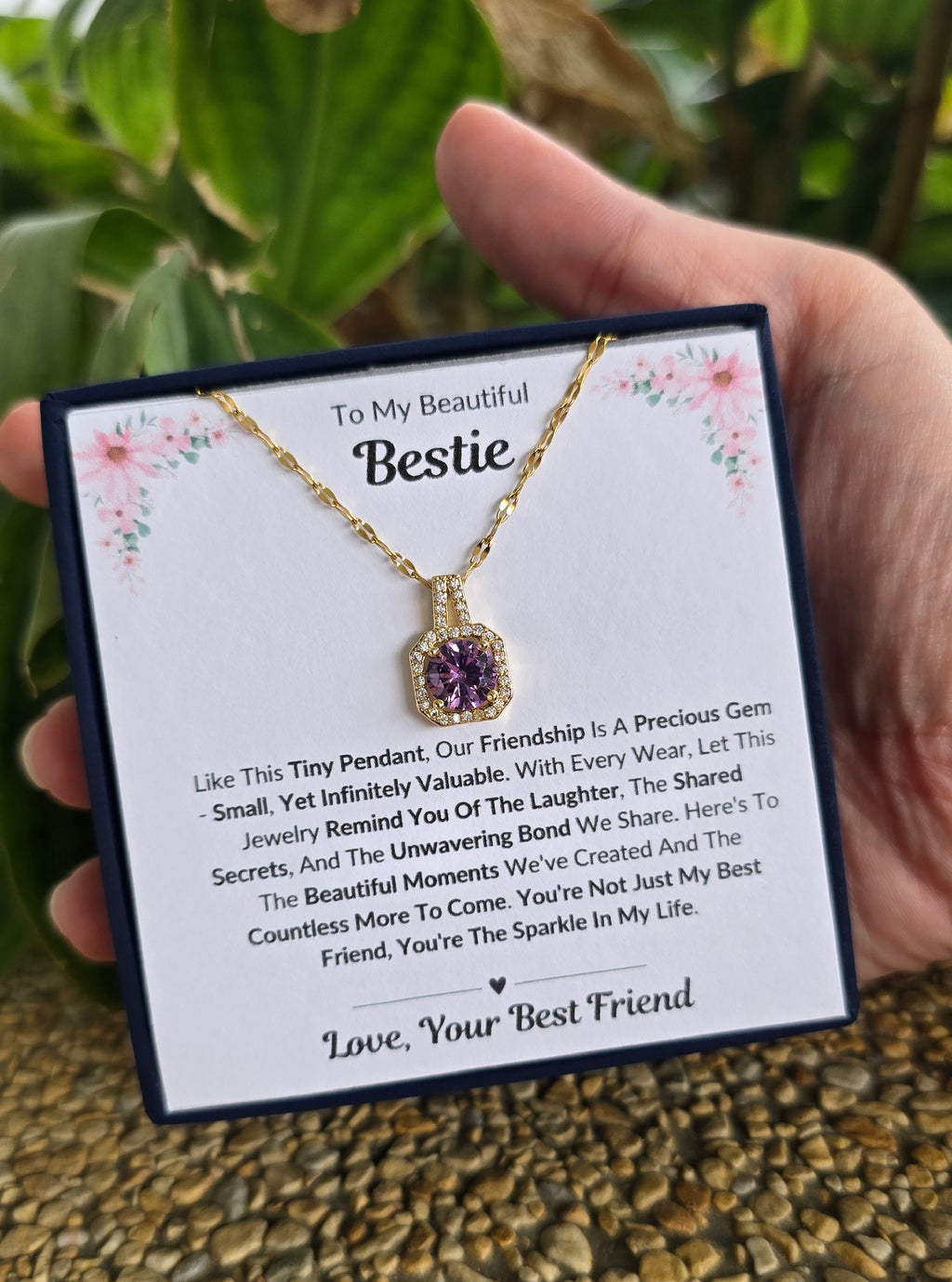 Best Gift To My Bestie I Not Just Best Friend I Sweet Purple Necklace