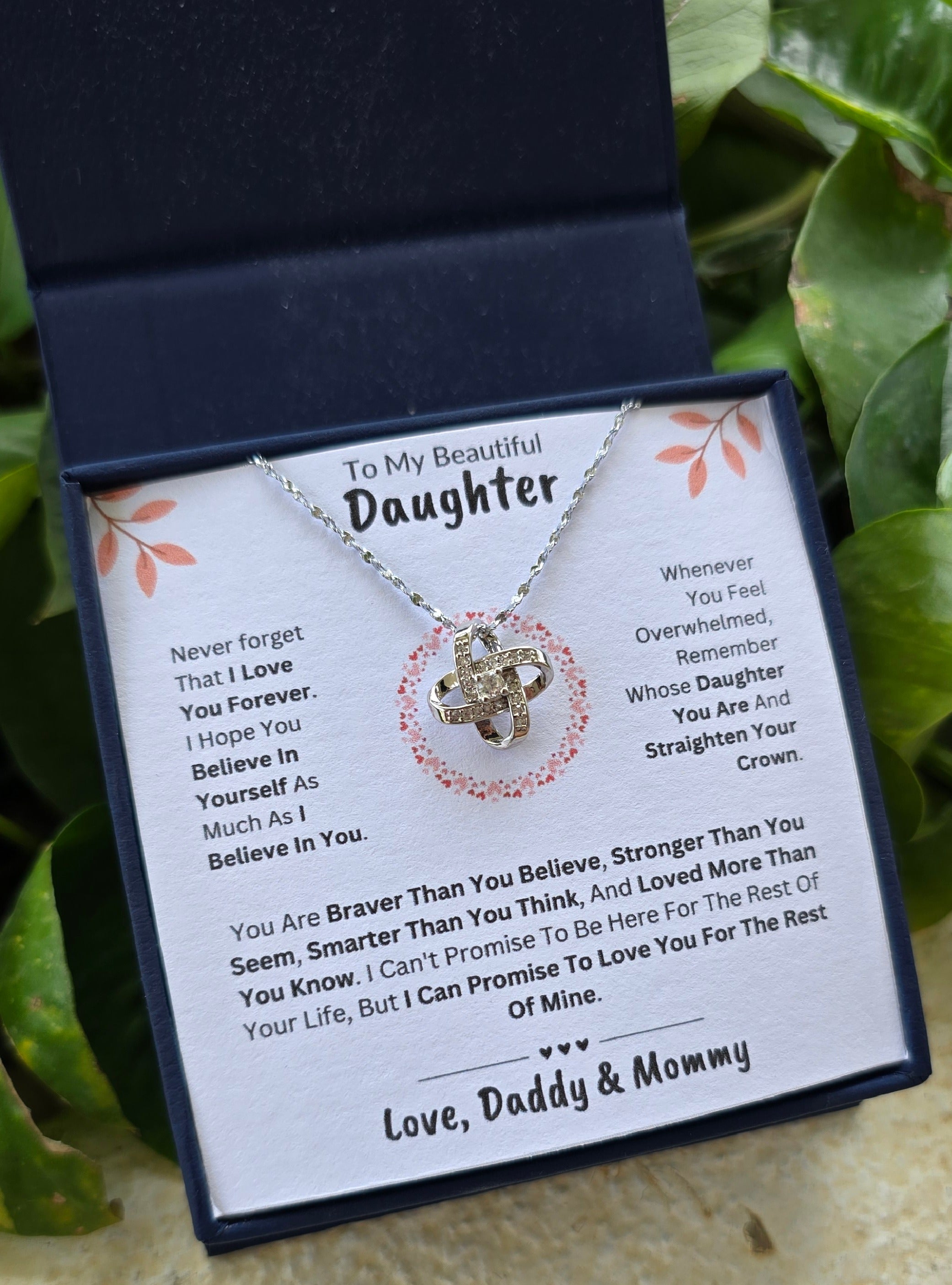 Best Gift To My Daughter I Love You Forever I From Daddy Mommy I Love Knot Necklace