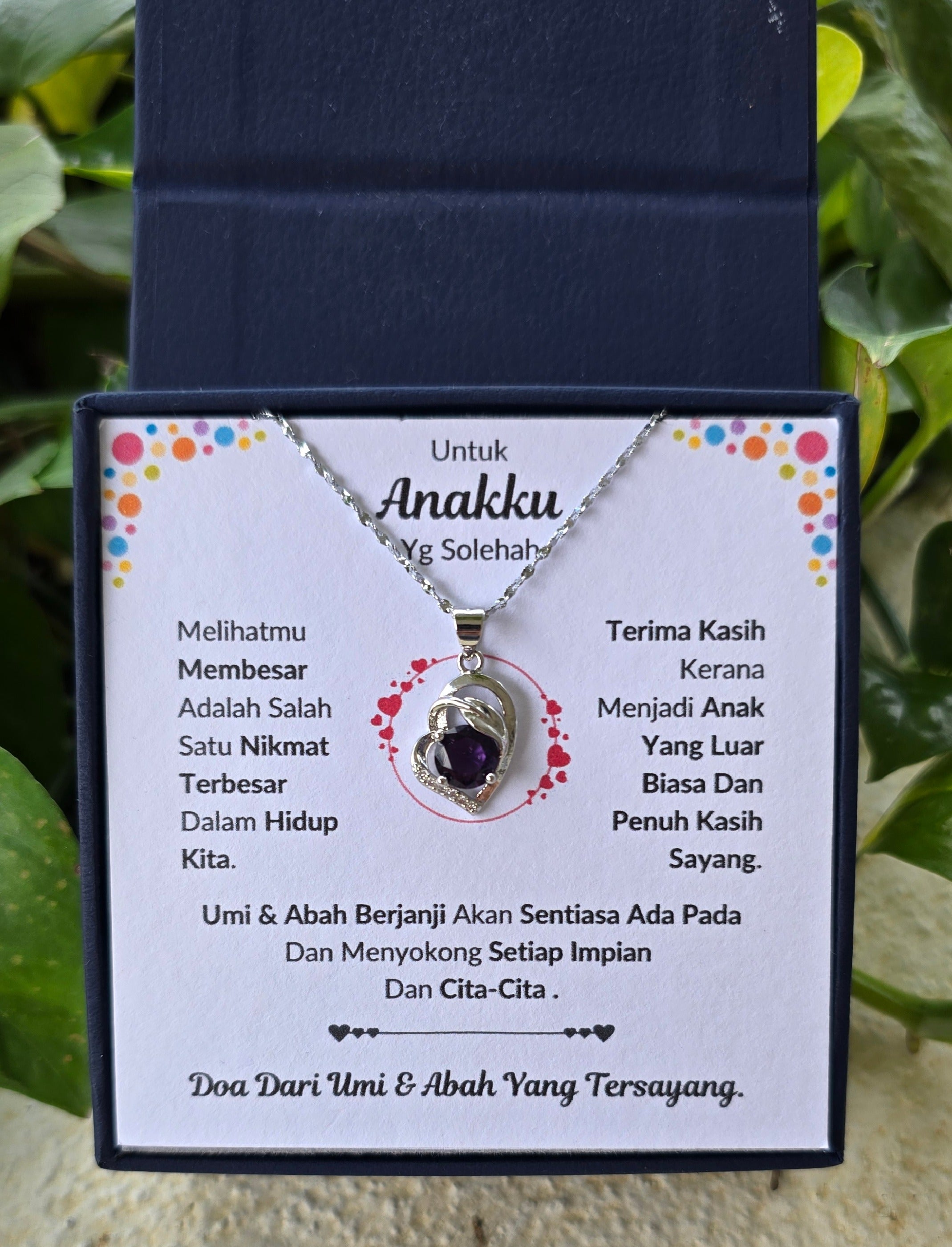 Hadiah Terbaik Untuk Anakku I Sentiasa Ada Padamu I Dari UmiAbah I Purple Love Necklace
