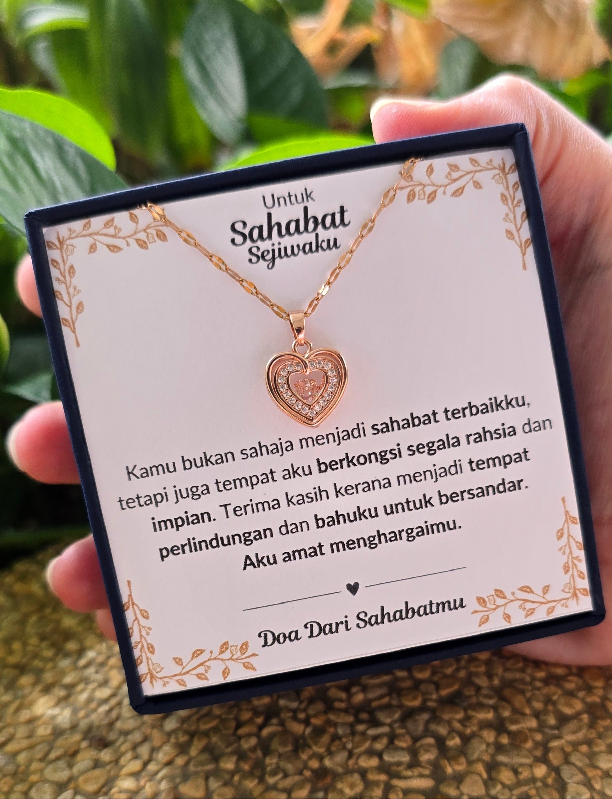 Hadiah Terbaik Untuk Sahabat Sejiwaku I Kongsi Rahsia Dan Impian I Rose Heart Necklace