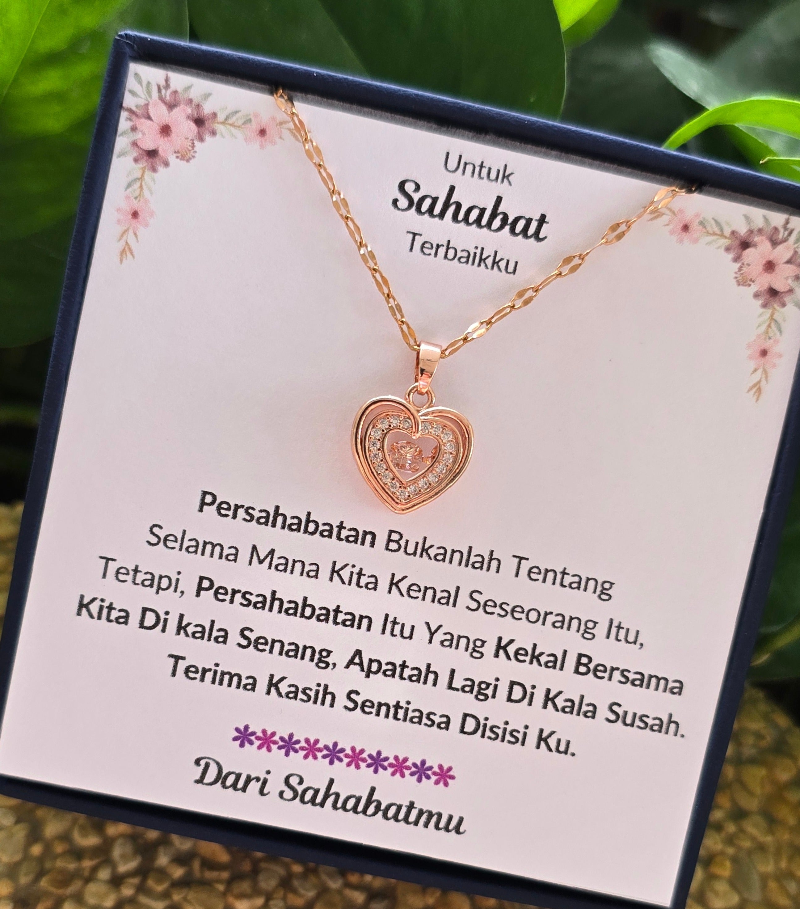 Hadiah Terbaik Untuk Sahabat Terbaikku I Sentiasa Disisi Ku I Rose Heart Necklace