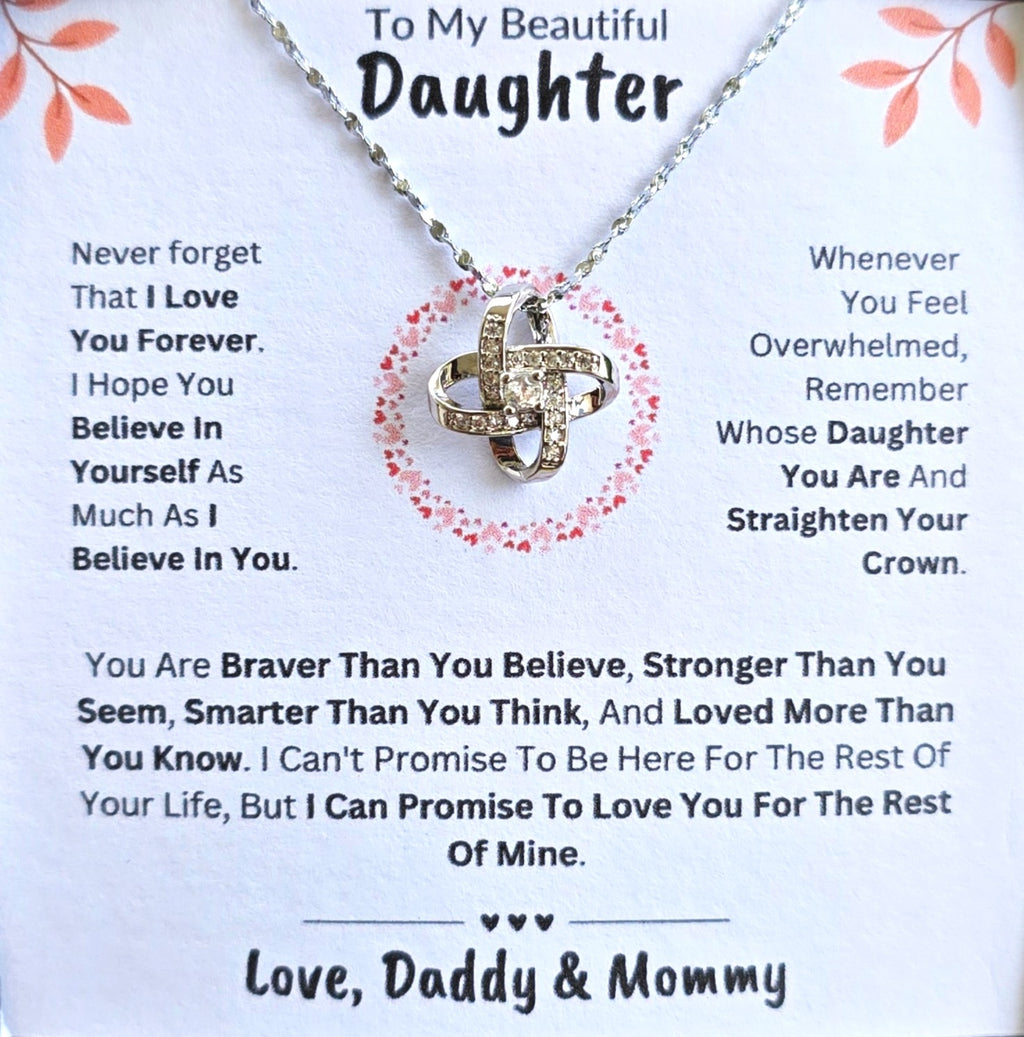 Best Gift To My Daughter I Love You Forever I From Daddy Mommy I Love Knot Necklace