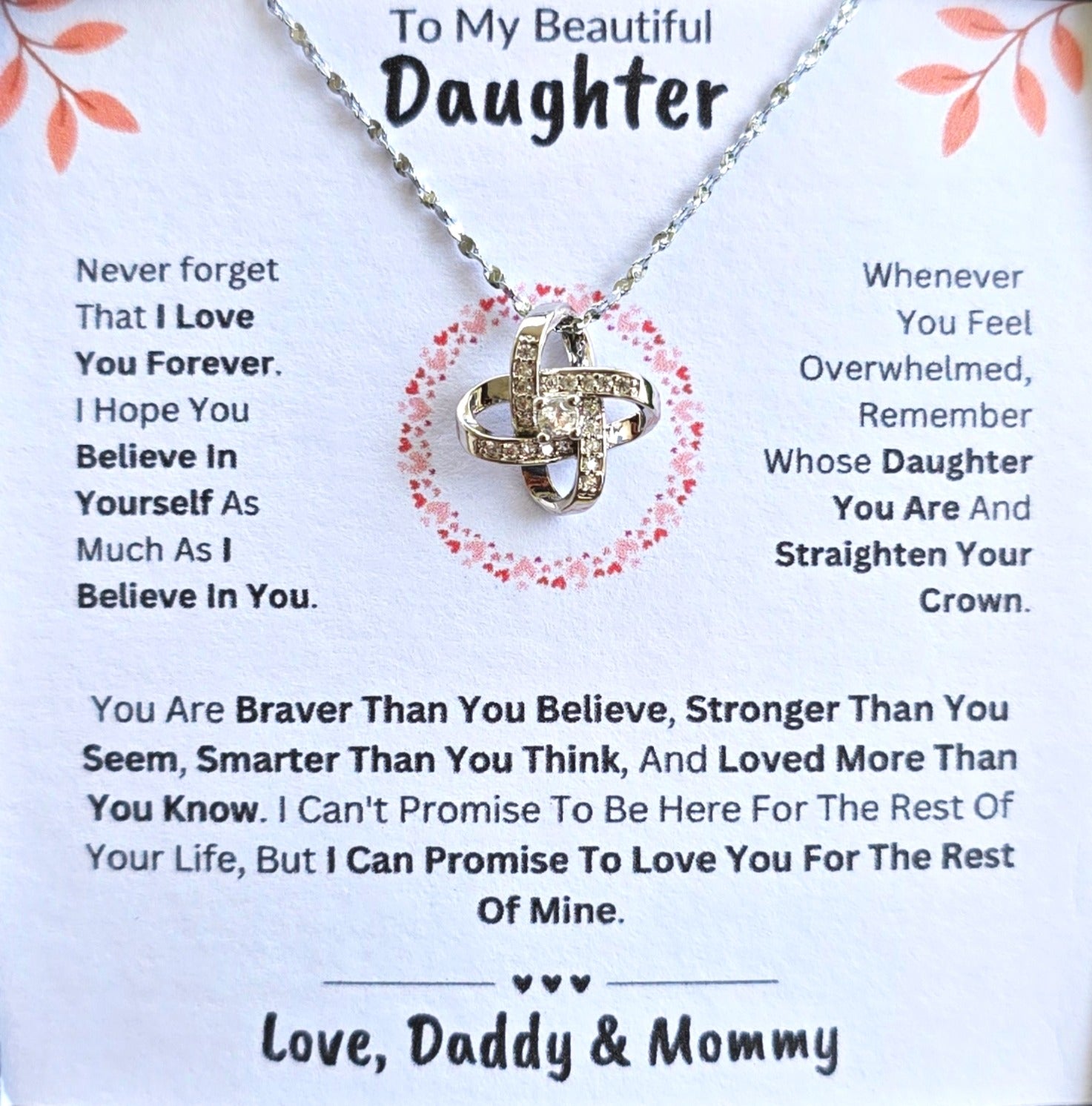 Best Gift To My Daughter I Love You Forever I From Daddy Mommy I Love Knot Necklace