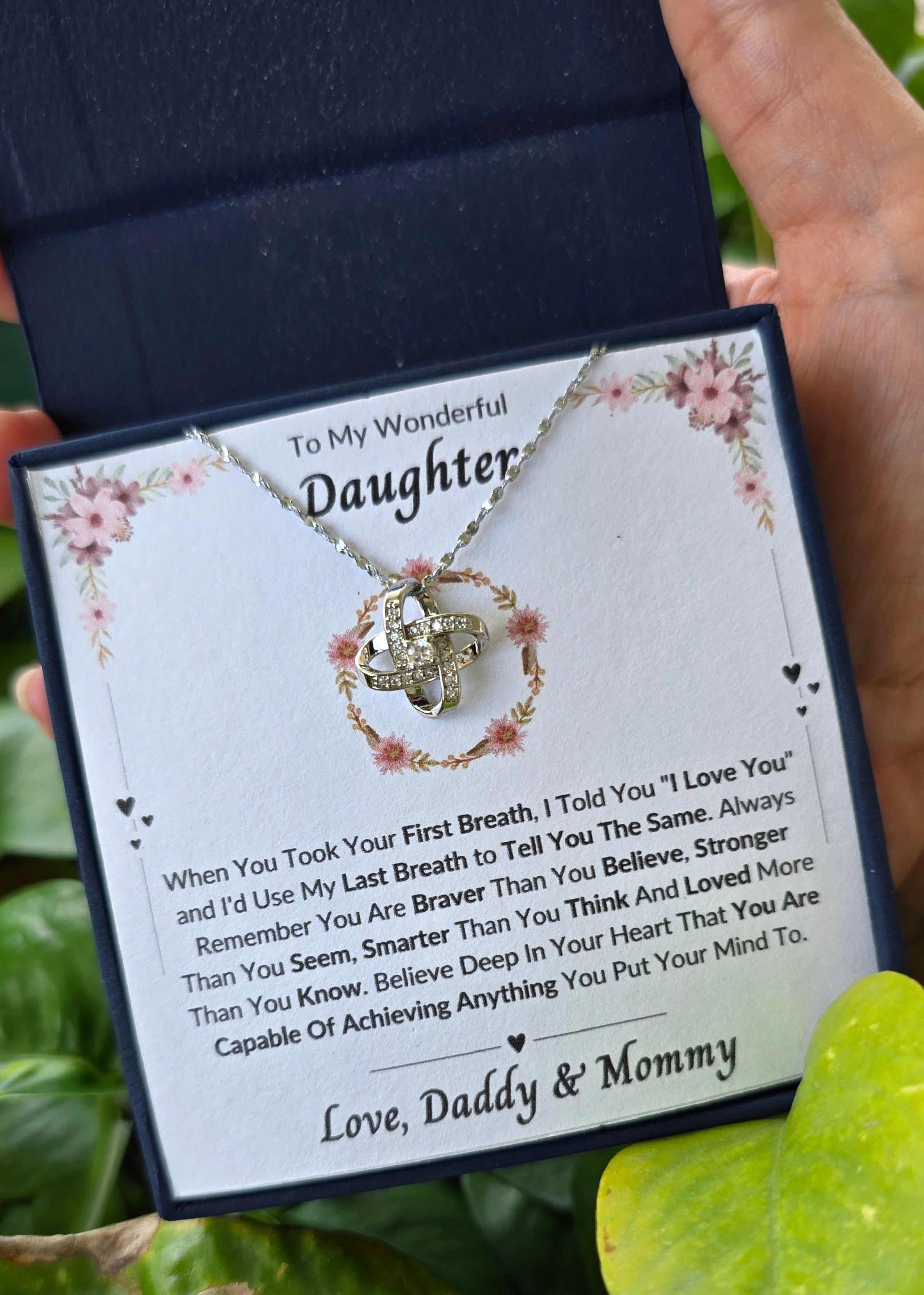 Best Gift To My Daughter I Always Love You I From Daddy Mommy I Love Knot Necklace