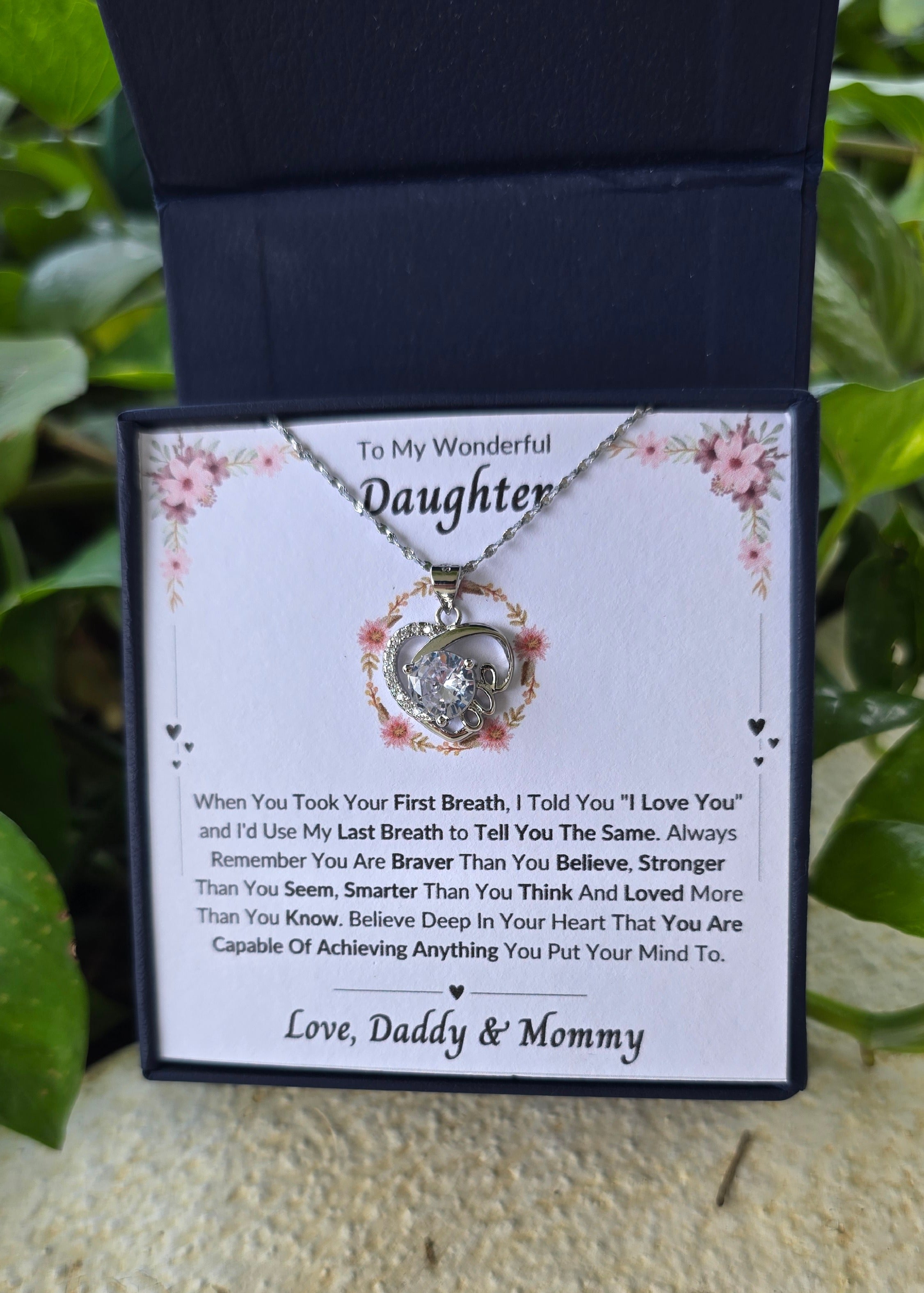 Best Gift To My Daughter I Love You Forever I From Daddy Mommy I Love Heart Necklace