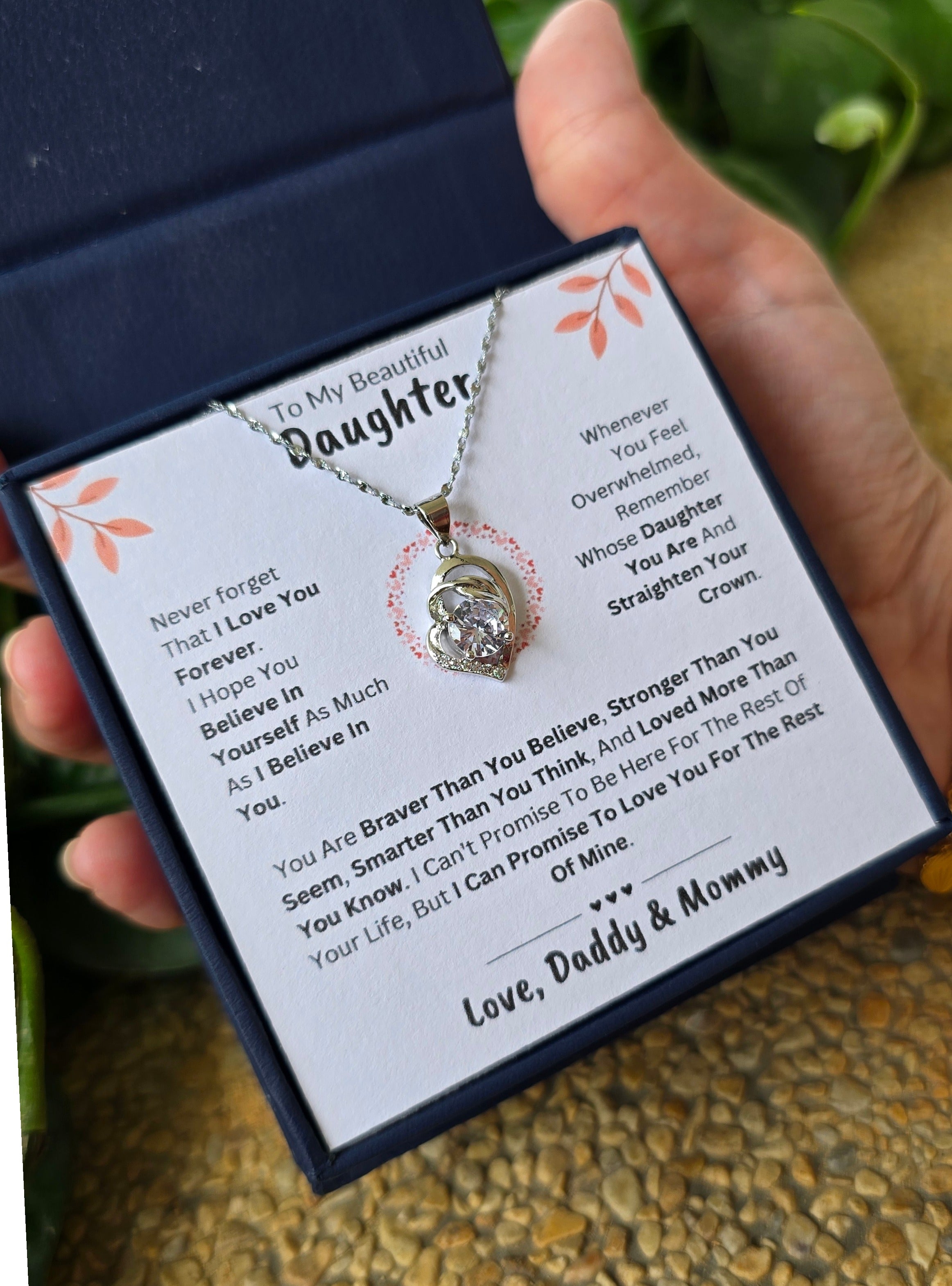 Best Gift To My Daughter I Love You Forever I From Daddy Mummy I Pure Love Necklace