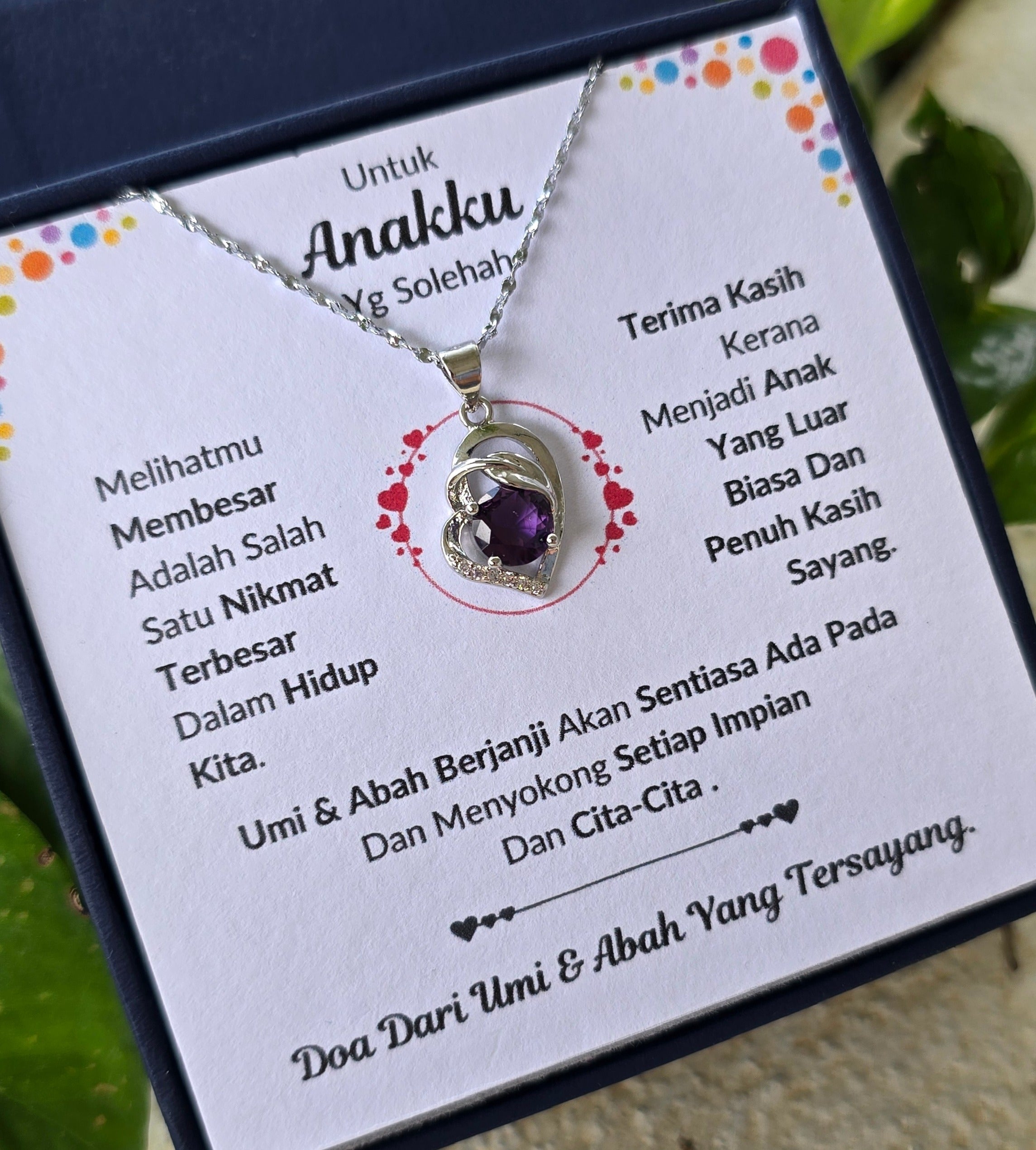 Hadiah Terbaik Untuk Anakku I Sentiasa Ada Padamu I Dari UmiAbah I Purple Love Necklace