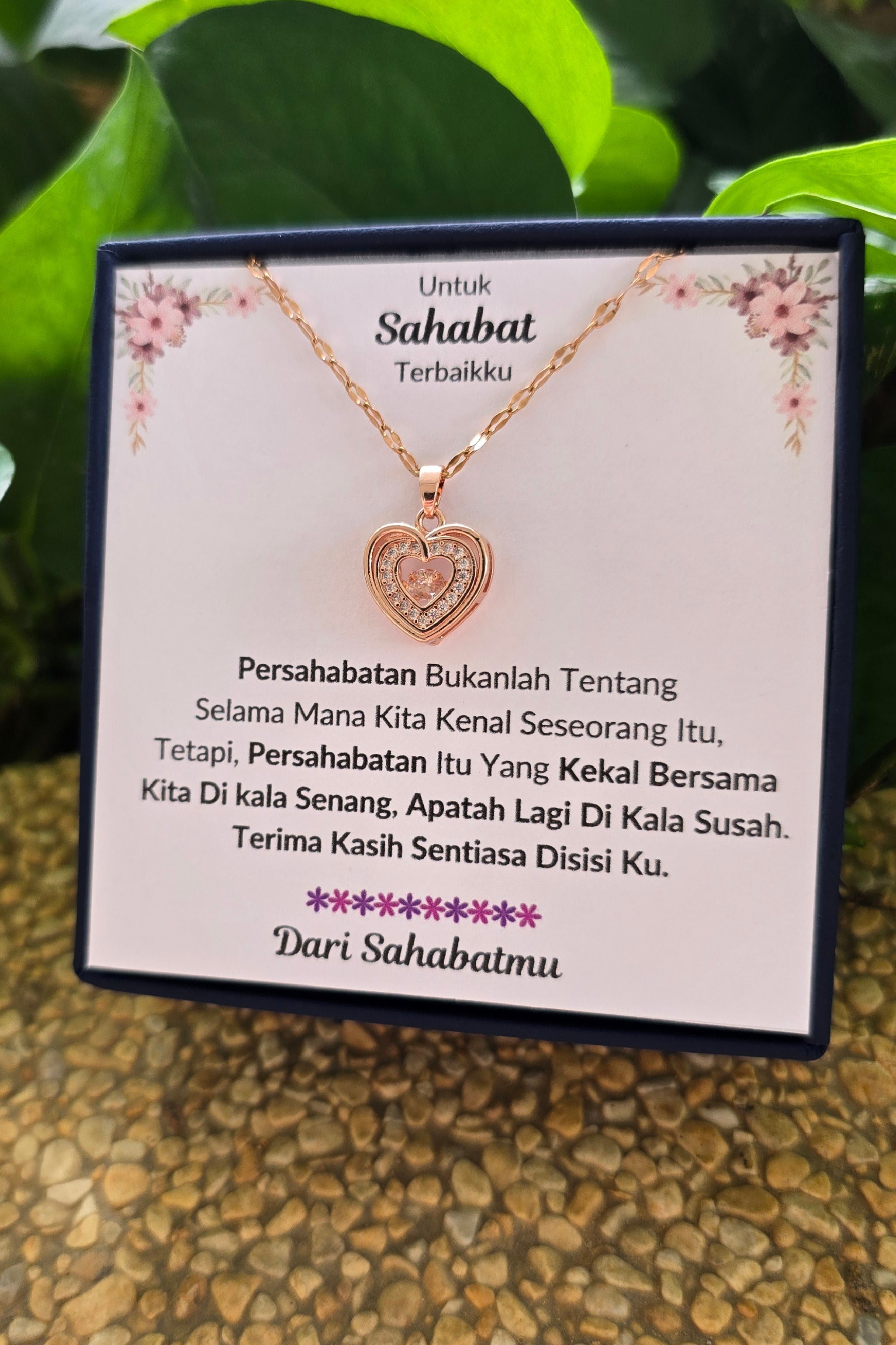 Hadiah Terbaik Untuk Sahabat Terbaikku I Sentiasa Disisi Ku I Rose Heart Necklace