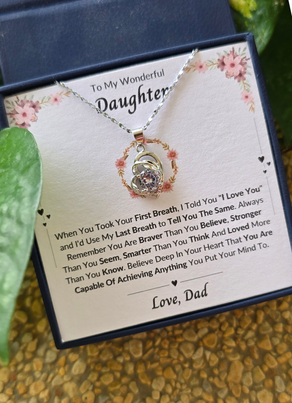 Best Gift To My Daughter I Always Love You I From Dad I Pure Love Necklace