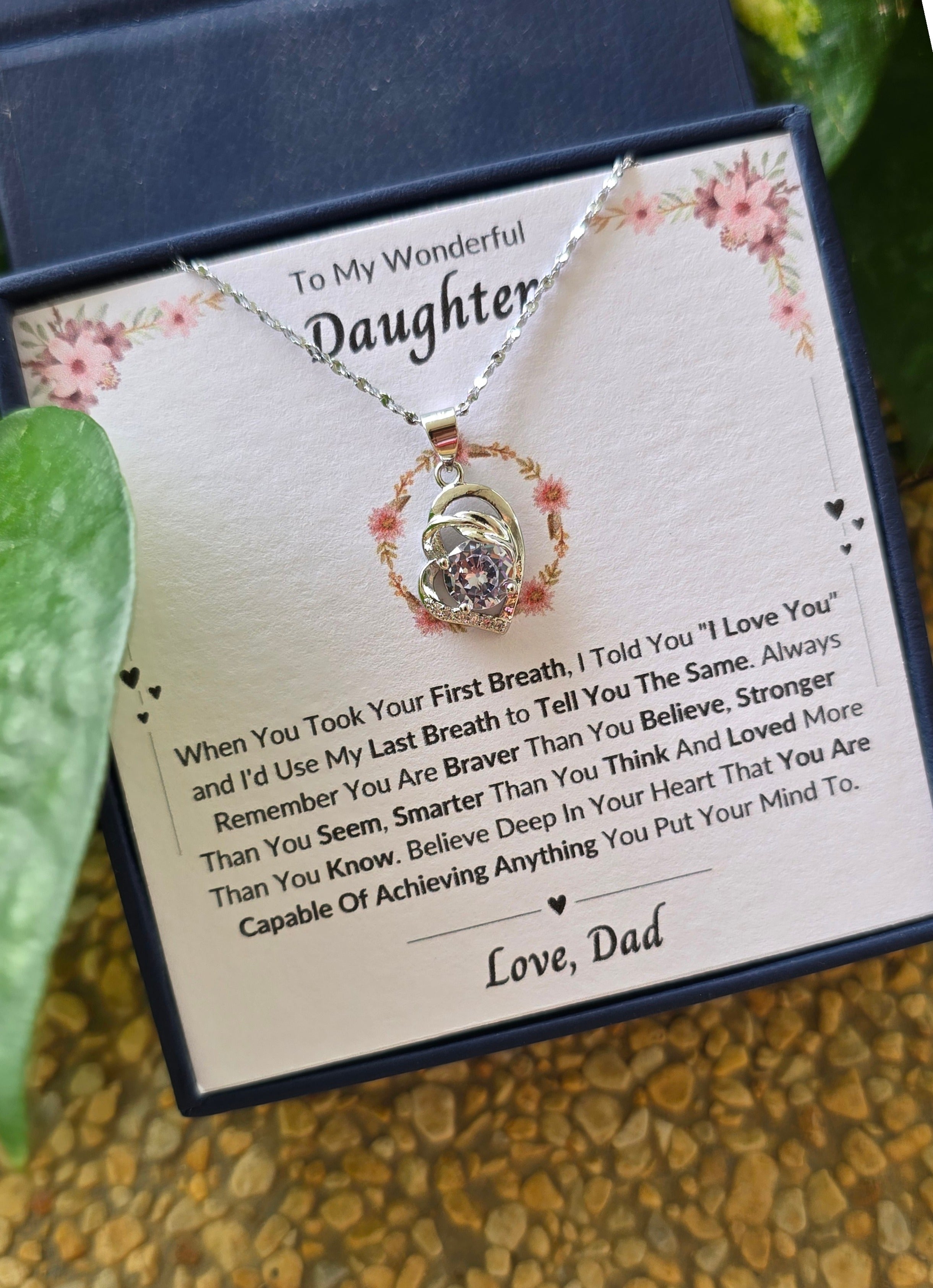 Best Gift To My Daughter I Always Love You I From Dad I Pure Love Necklace