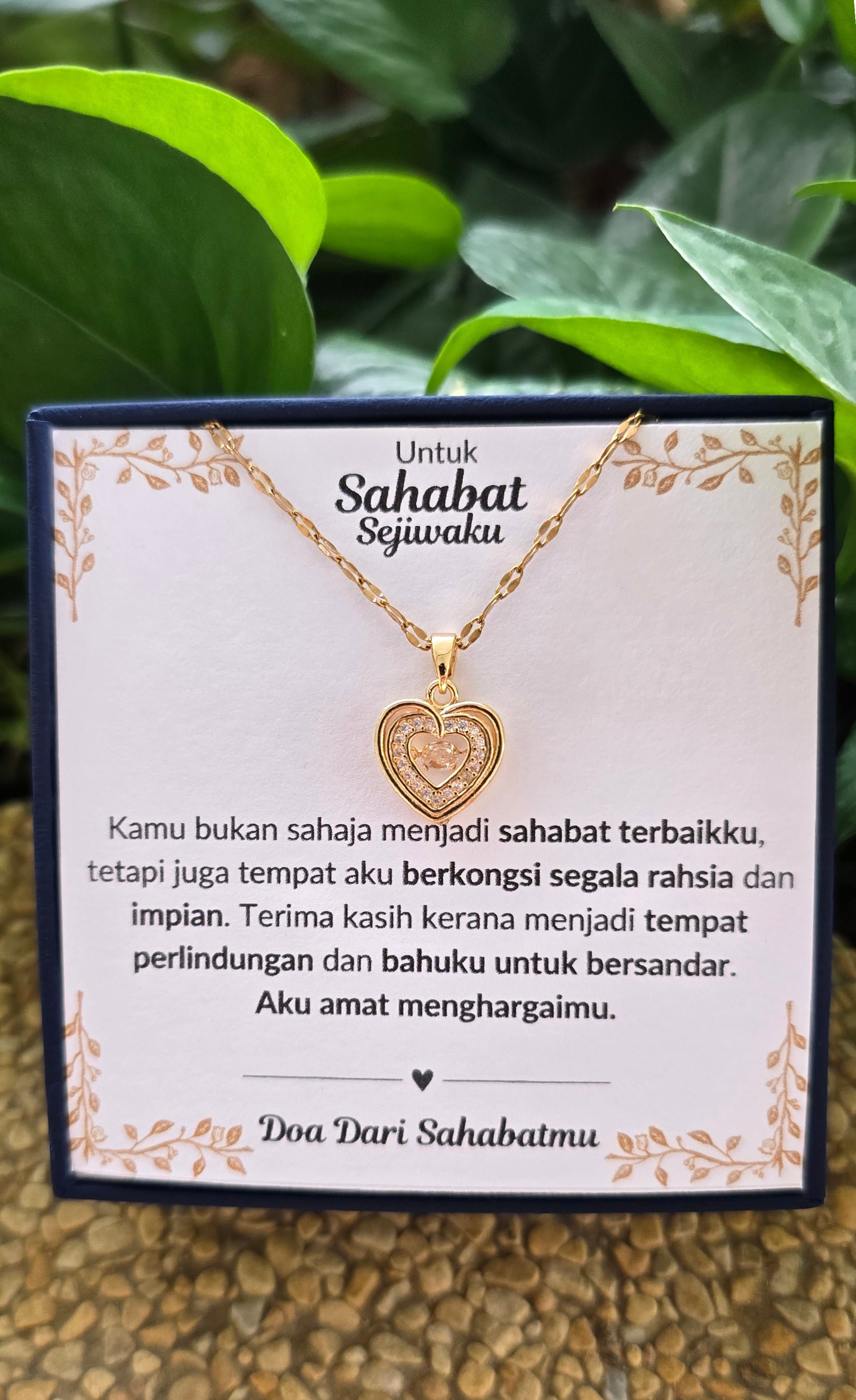 Hadiah Terbaik Untuk Sahabat Sejiwaku I Kongsi Rahsia Dan Impian I Gold Heart Necklace