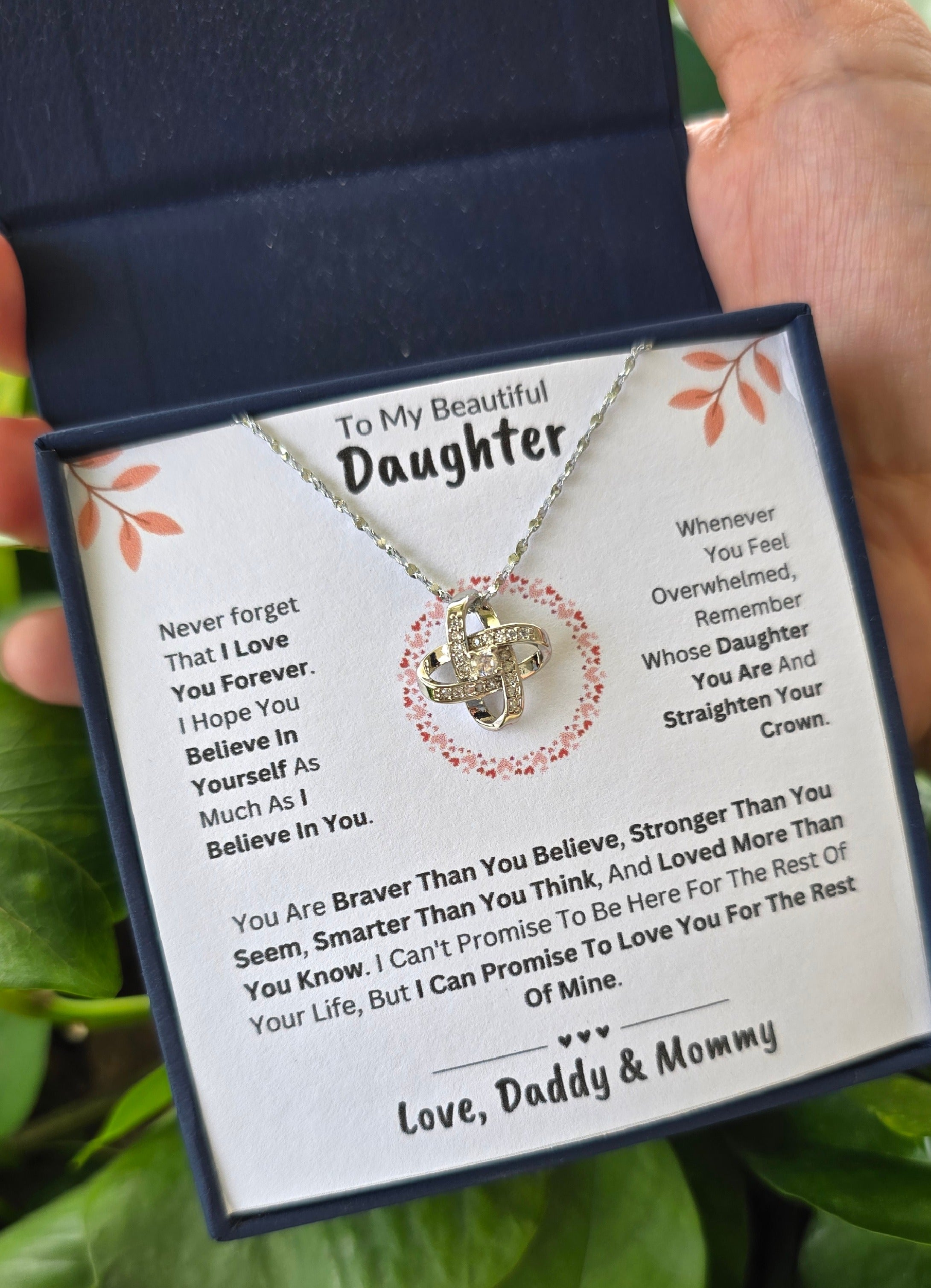Best Gift To My Daughter I Love You Forever I From Daddy Mommy I Love Knot Necklace