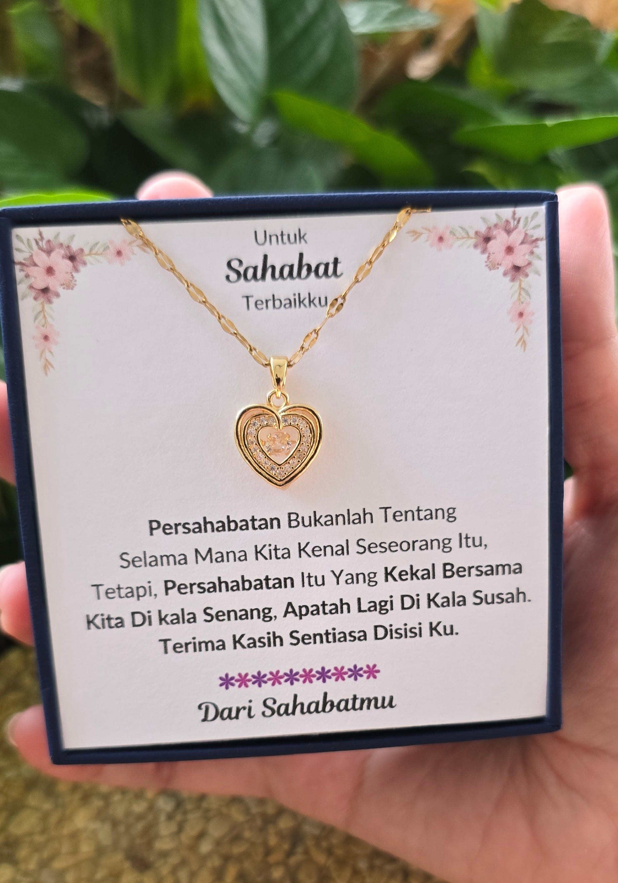 Hadiah Terbaik Untuk Sahabat Terbaikku I Sentiasa Disisi Ku I Gold Heart Necklace