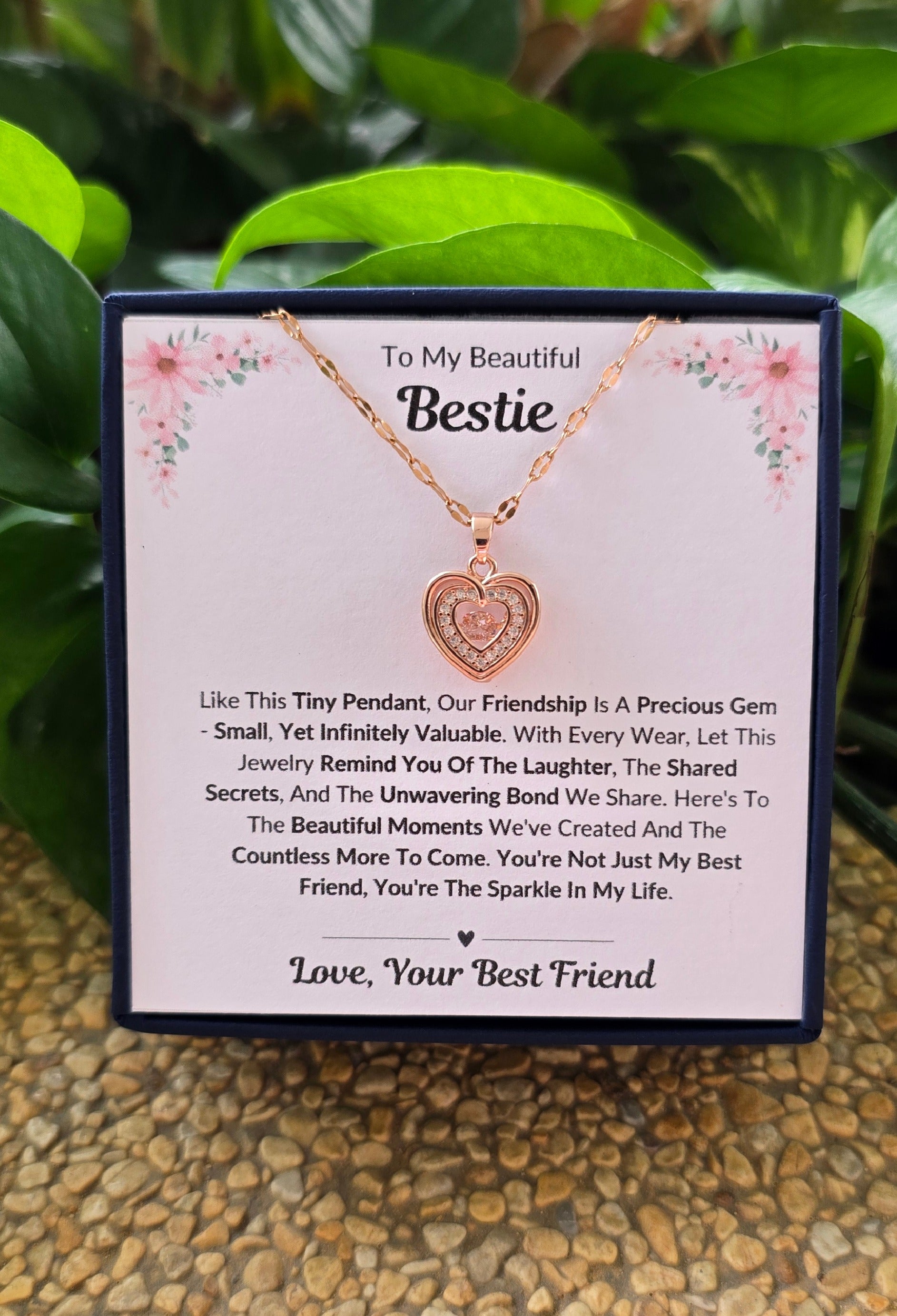 Best Gift To My Bestie I Not Just Best Friend I Rose Heart Necklace