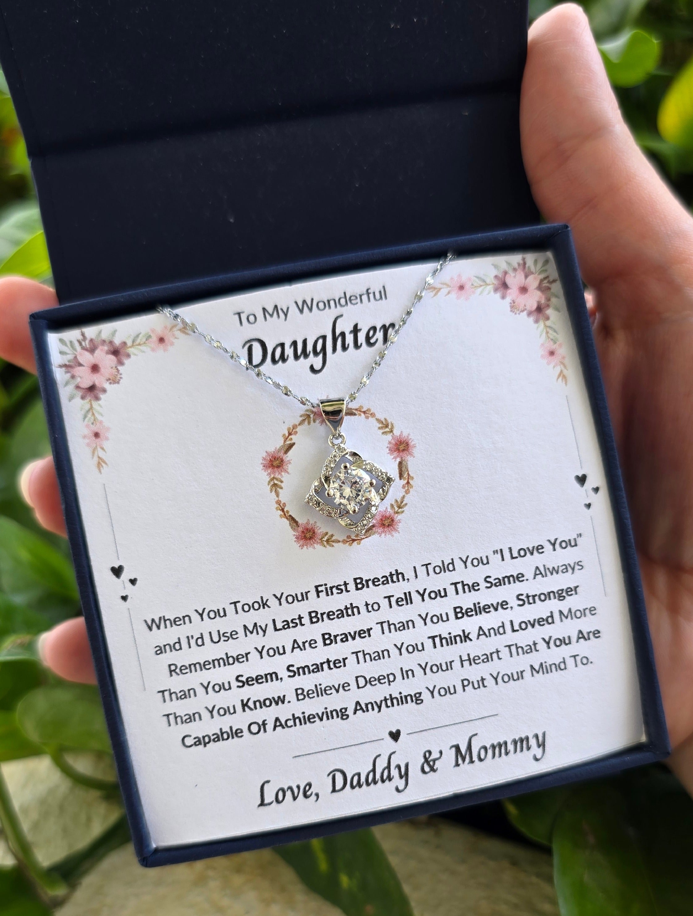 Best Gift To My Daughter I Always Love You I From Daddy Mommy I Elegant Love Necklace