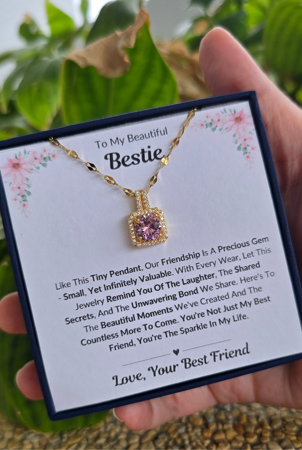 Best Gift To My Bestie I Not Just Best Friend I Sweet Pink Necklace