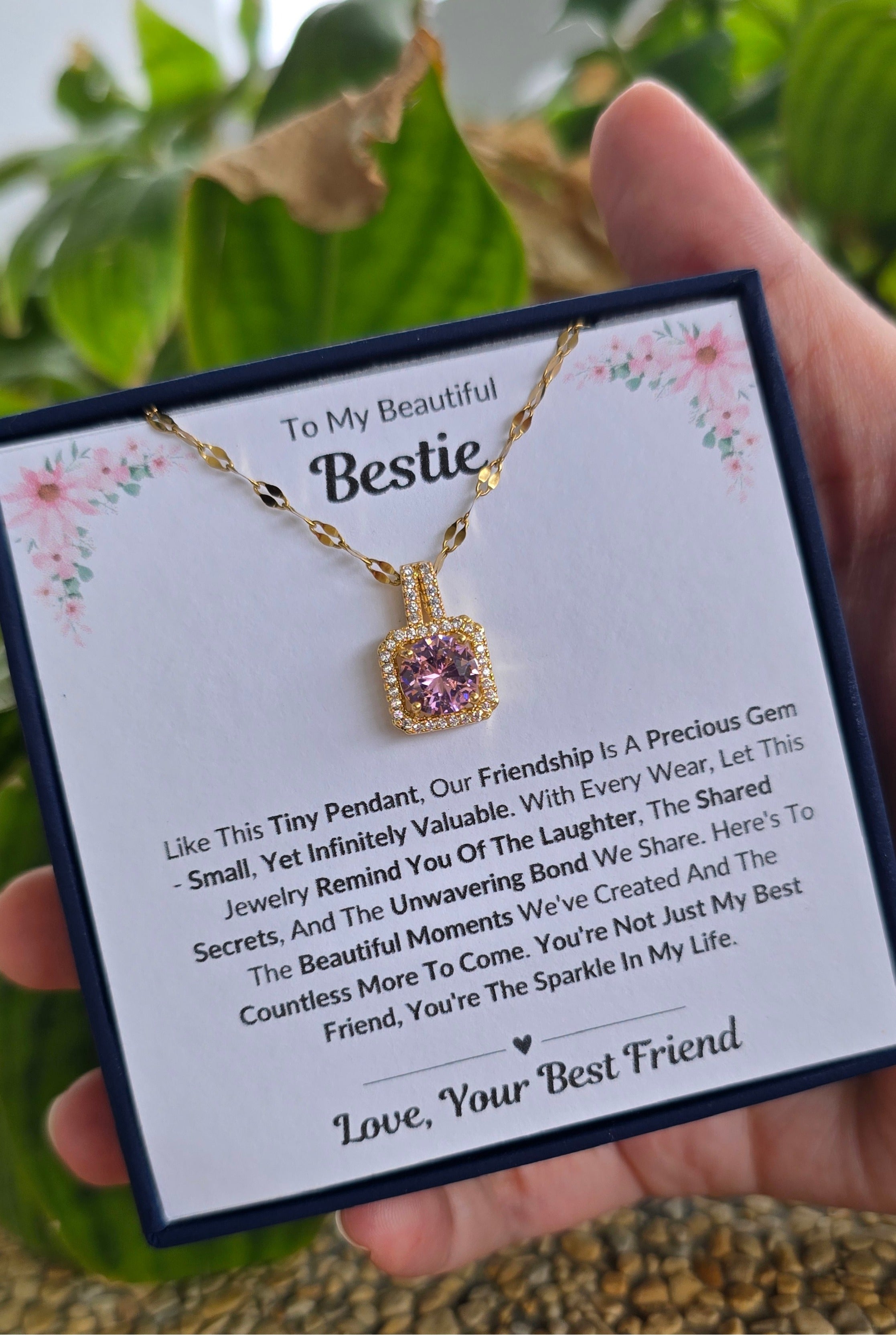 Best Gift To My Bestie I Not Just Best Friend I Sweet Pink Necklace