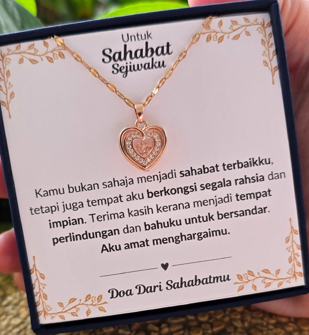 Hadiah Terbaik Untuk Sahabat Sejiwaku I Kongsi Rahsia Dan Impian I Rose Heart Necklace