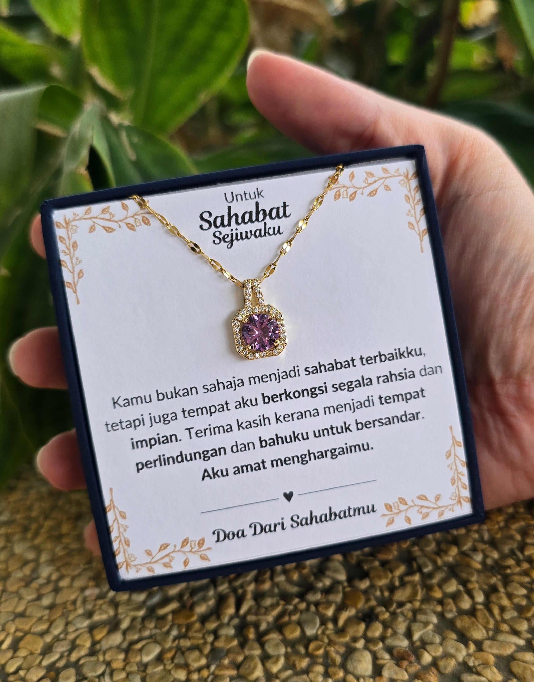 Hadiah Terbaik Untuk Sahabat Sejiwaku I Kongsi Rahsia Dan Impian I Sweet Purple Necklace