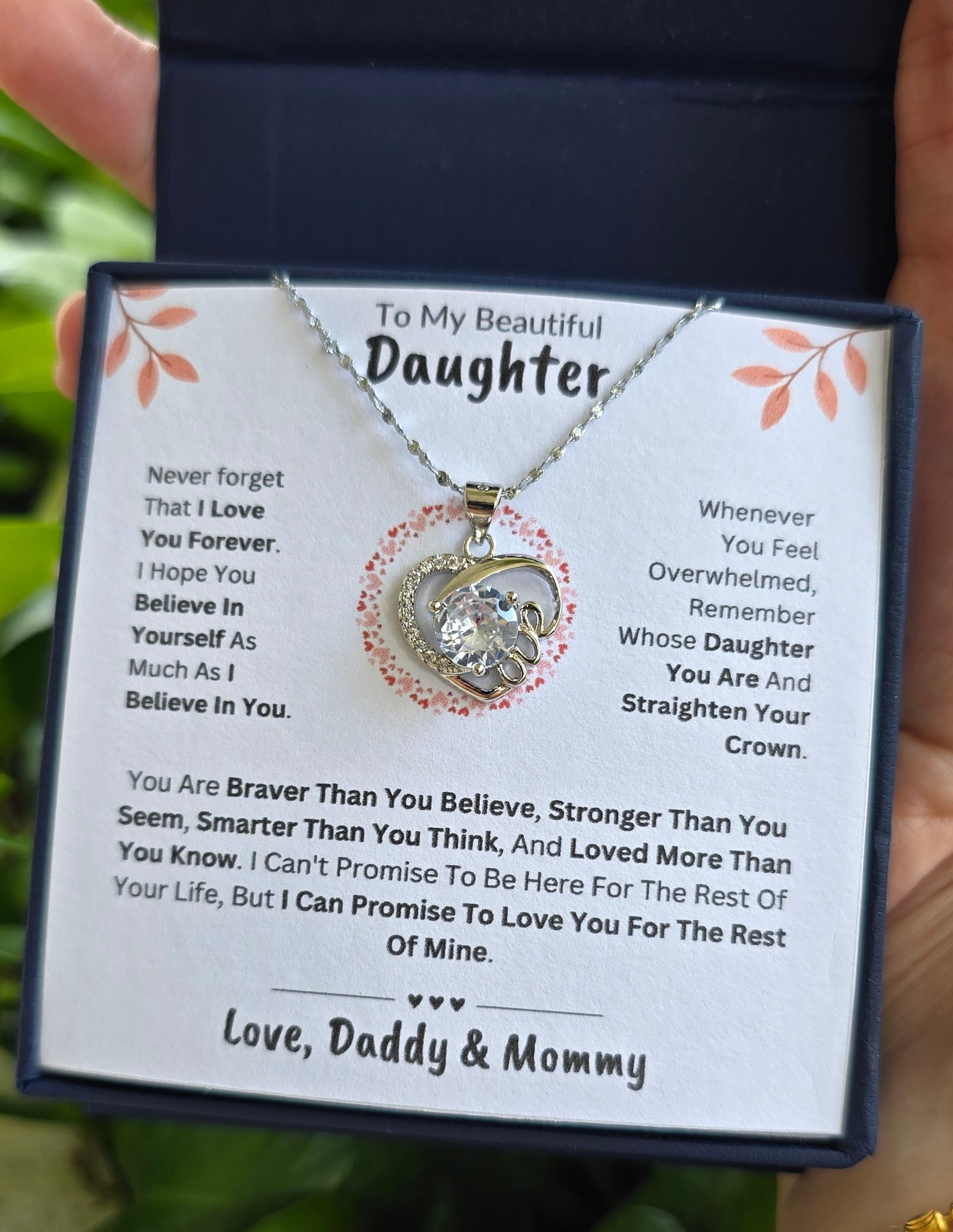 Best Gift To My Daughter I Always Love You I From Daddy Mommy I Love Heart Necklace