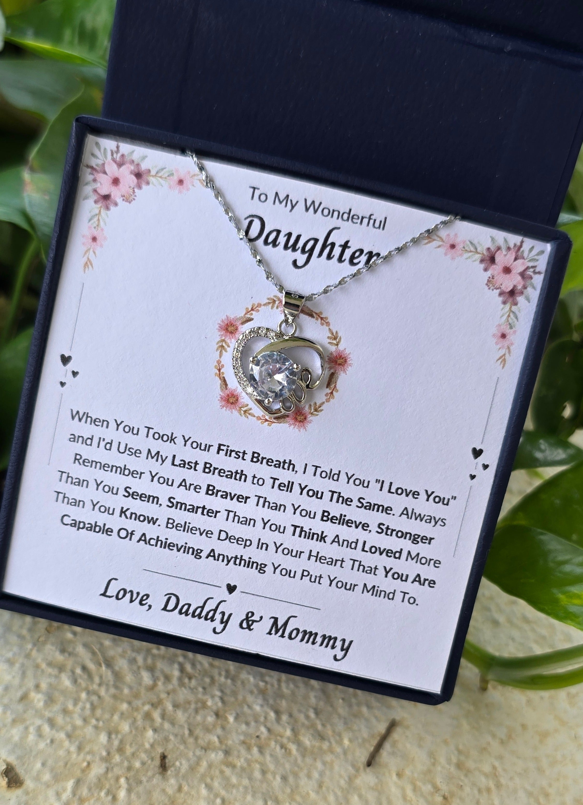 Best Gift To My Daughter I Love You Forever I From Daddy Mommy I Love Heart Necklace