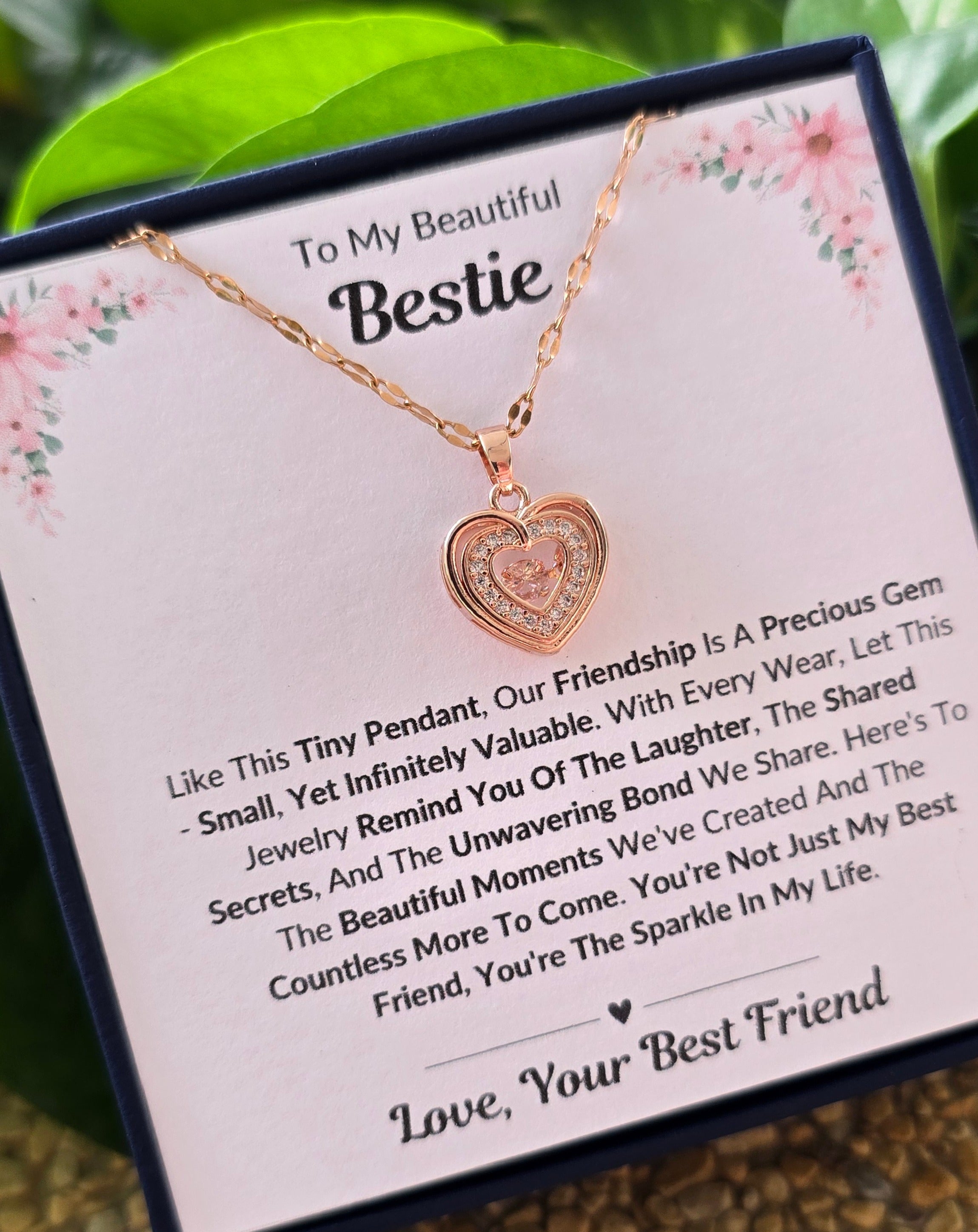 Best Gift To My Bestie I Not Just Best Friend I Rose Heart Necklace