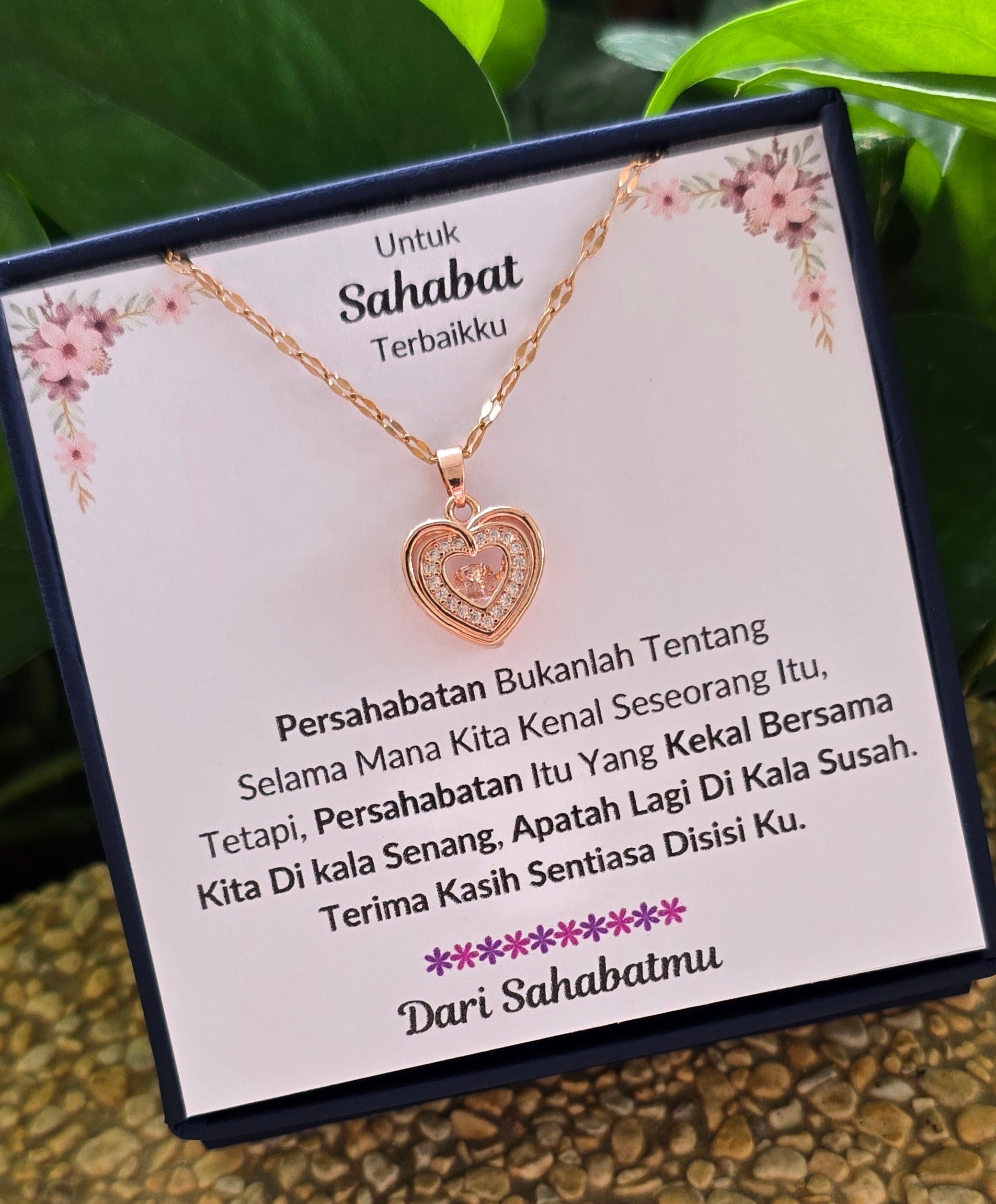 Hadiah Terbaik Untuk Sahabat Terbaikku I Sentiasa Disisi Ku I Rose Heart Necklace