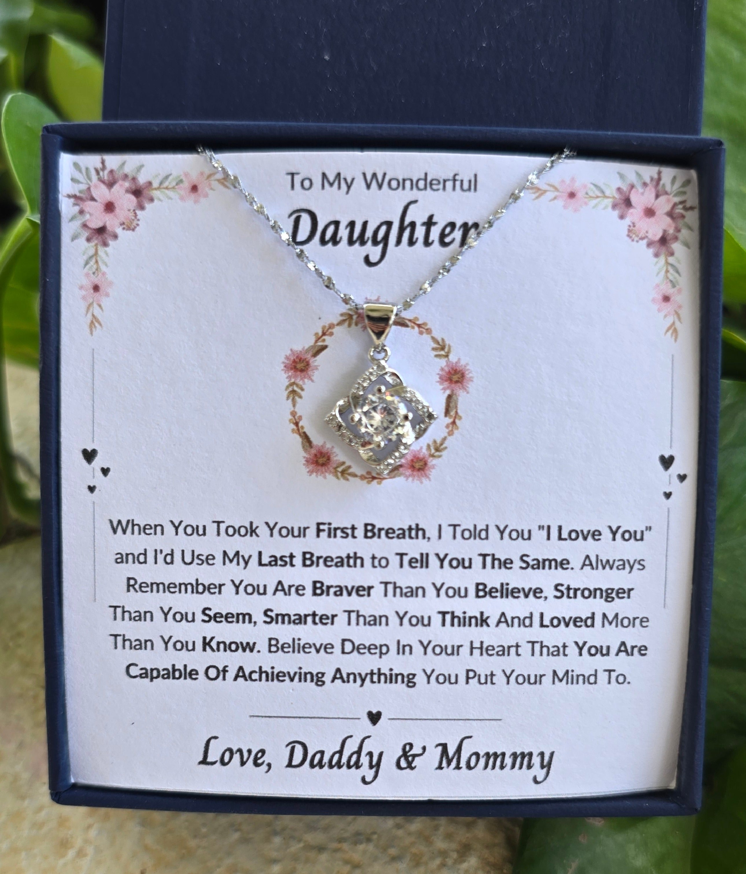 Best Gift To My Daughter I Always Love You I From Daddy Mommy I Elegant Love Necklace