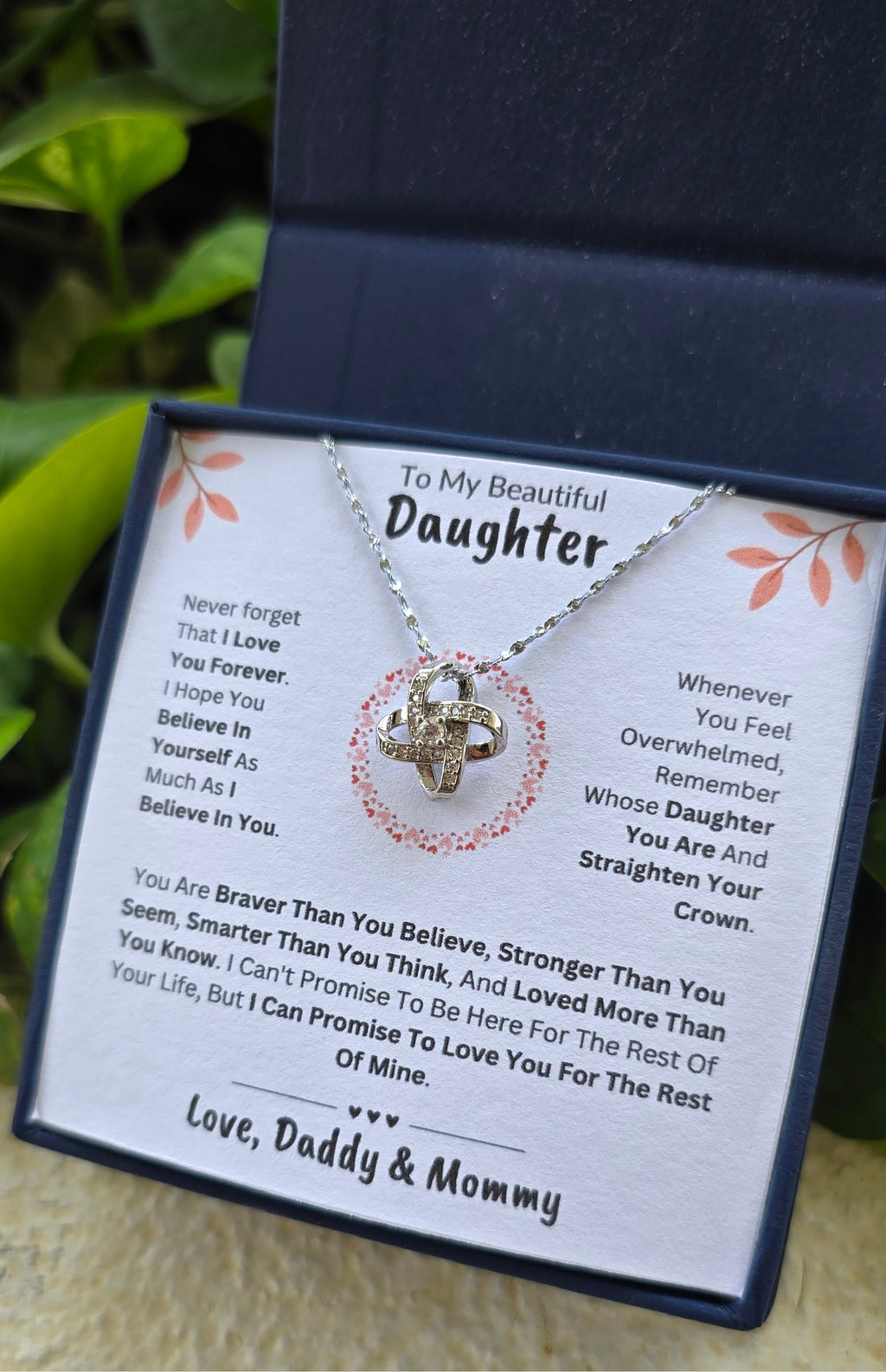 Best Gift To My Daughter I Love You Forever I From Daddy Mommy I Love Knot Necklace