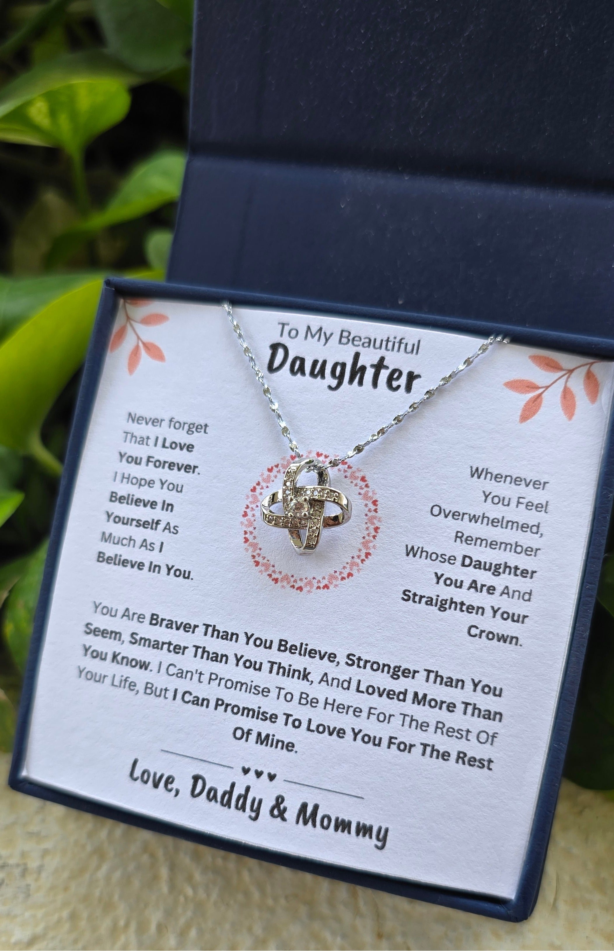 Best Gift To My Daughter I Love You Forever I From Daddy Mommy I Love Knot Necklace