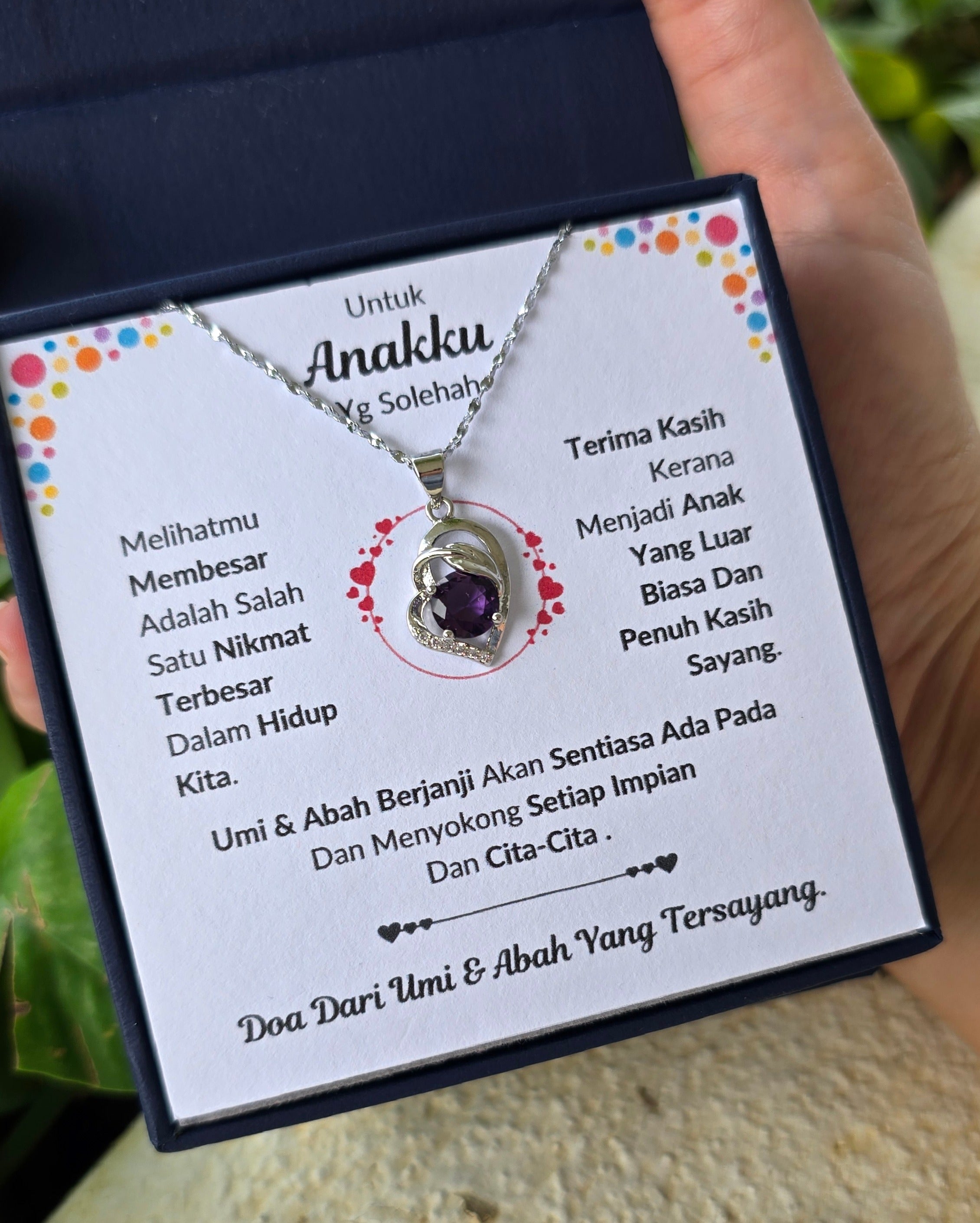 Hadiah Terbaik Untuk Anakku I Sentiasa Ada Padamu I Dari UmiAbah I Purple Love Necklace