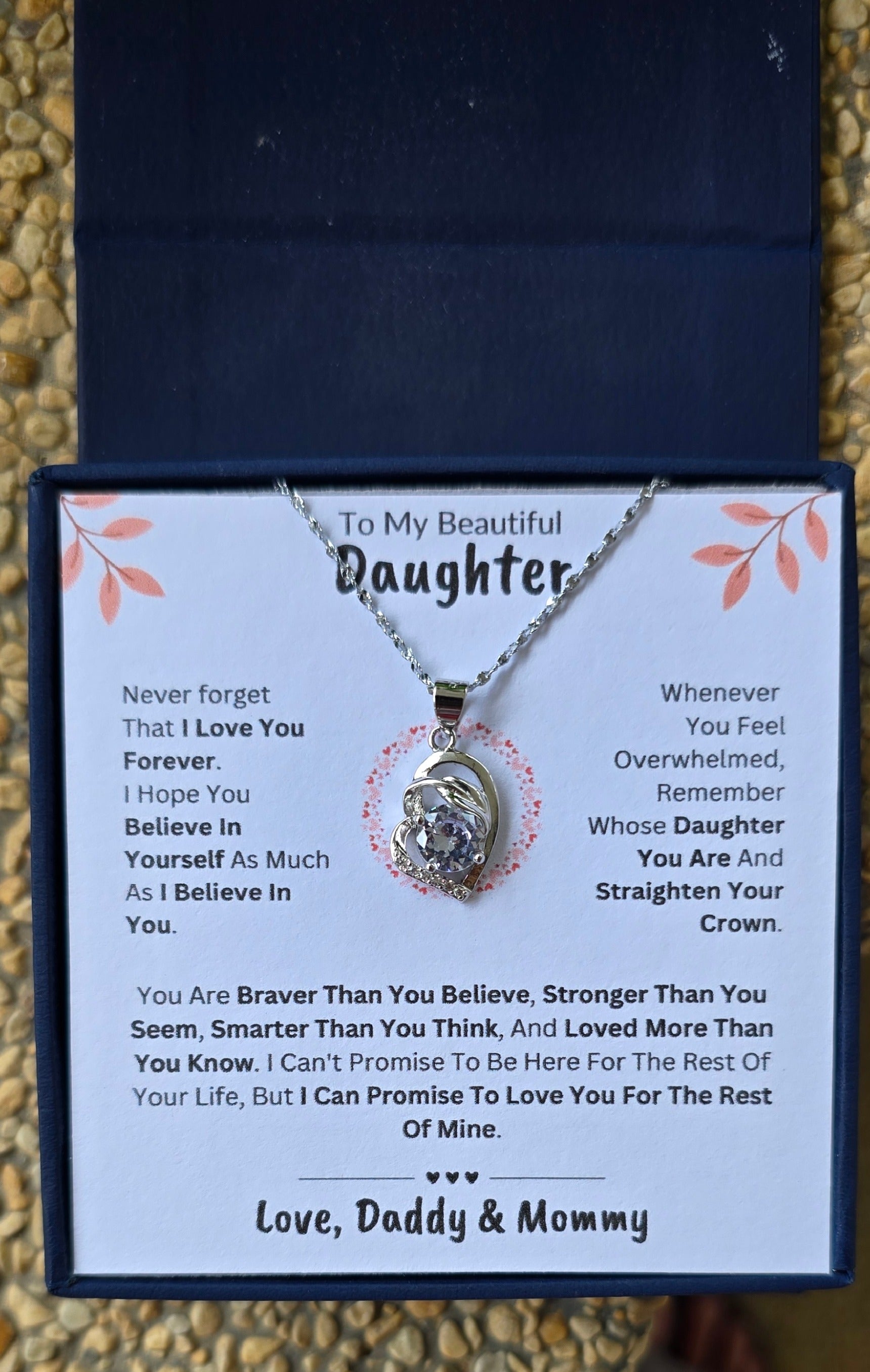 Best Gift To My Daughter I Love You Forever I From Daddy Mummy I Pure Love Necklace
