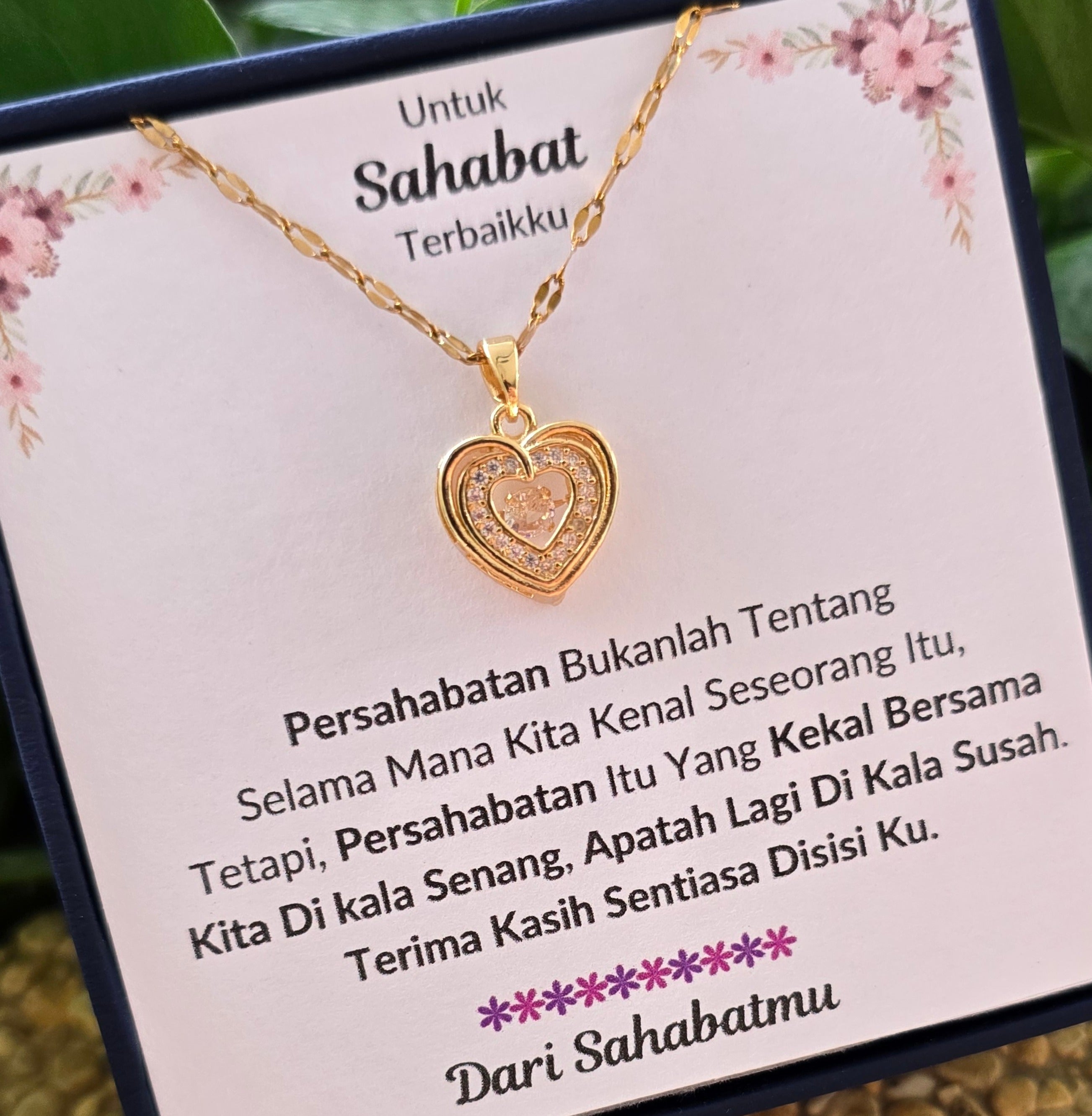 Hadiah Terbaik Untuk Sahabat Terbaikku I Sentiasa Disisi Ku I Gold Heart Necklace