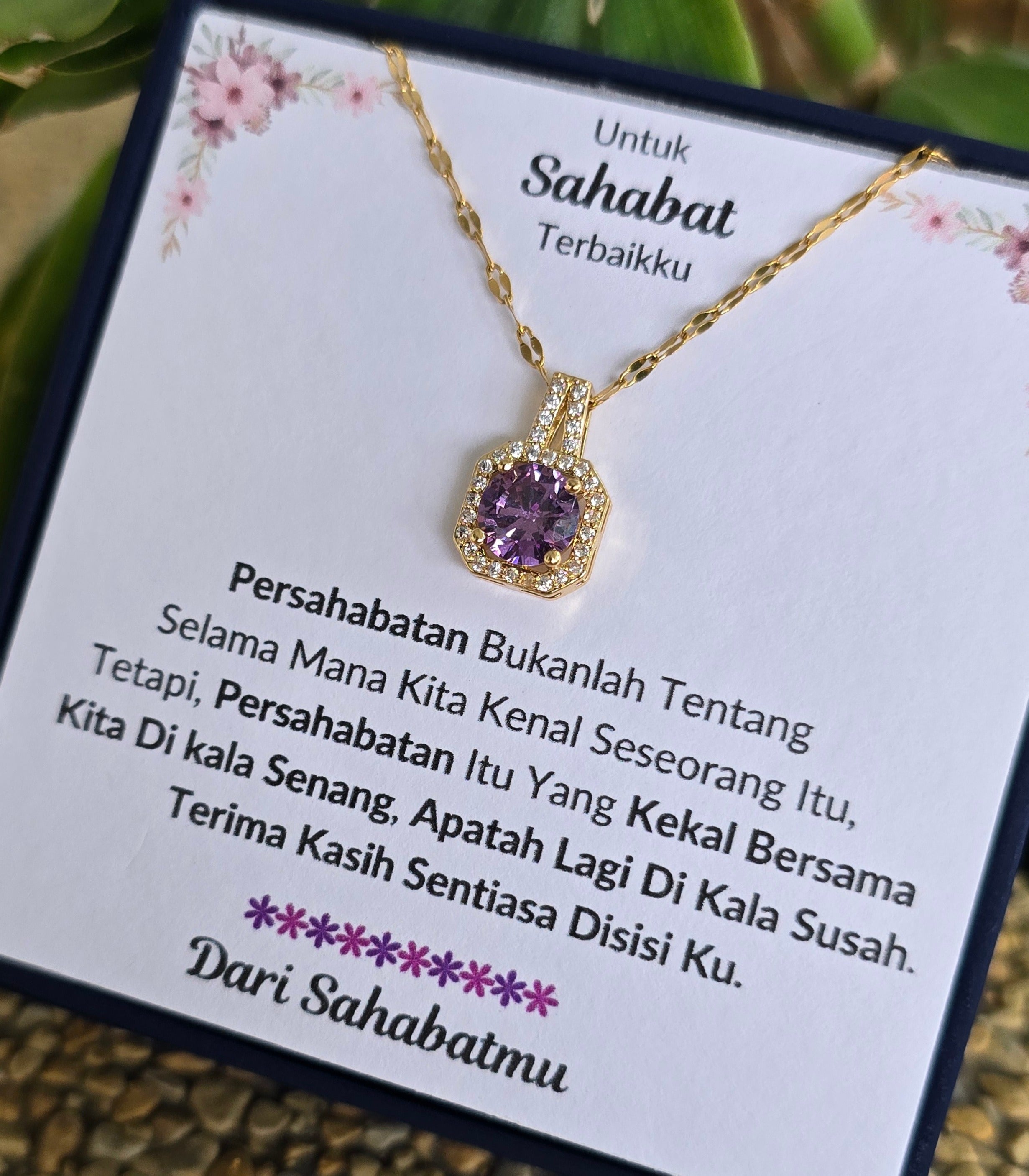 Hadiah Terbaik Untuk Sahabat Terbaikku I Sentiasa Disisi Ku I Sweet Purple Necklace