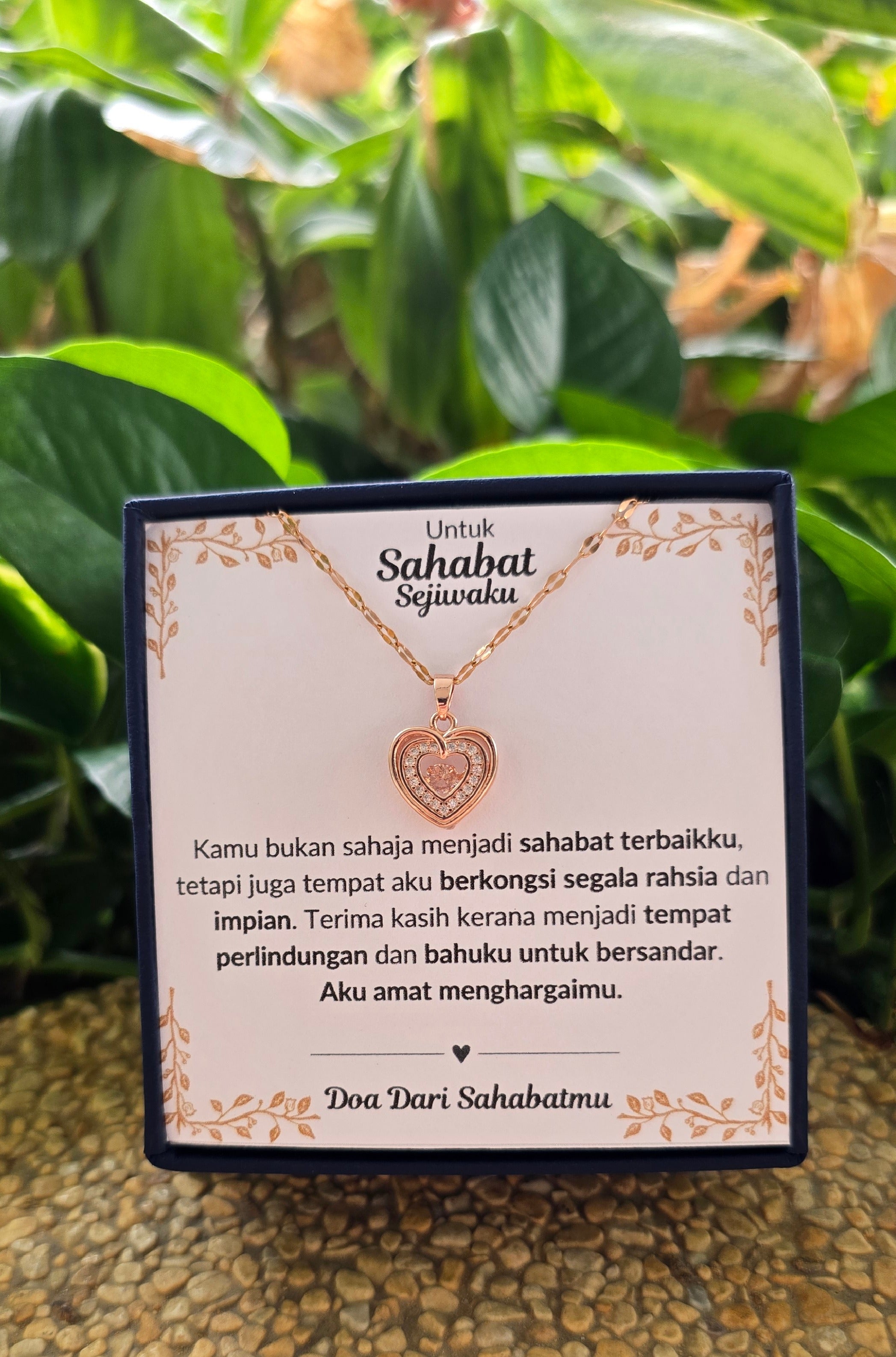 Hadiah Terbaik Untuk Sahabat Sejiwaku I Kongsi Rahsia Dan Impian I Rose Heart Necklace