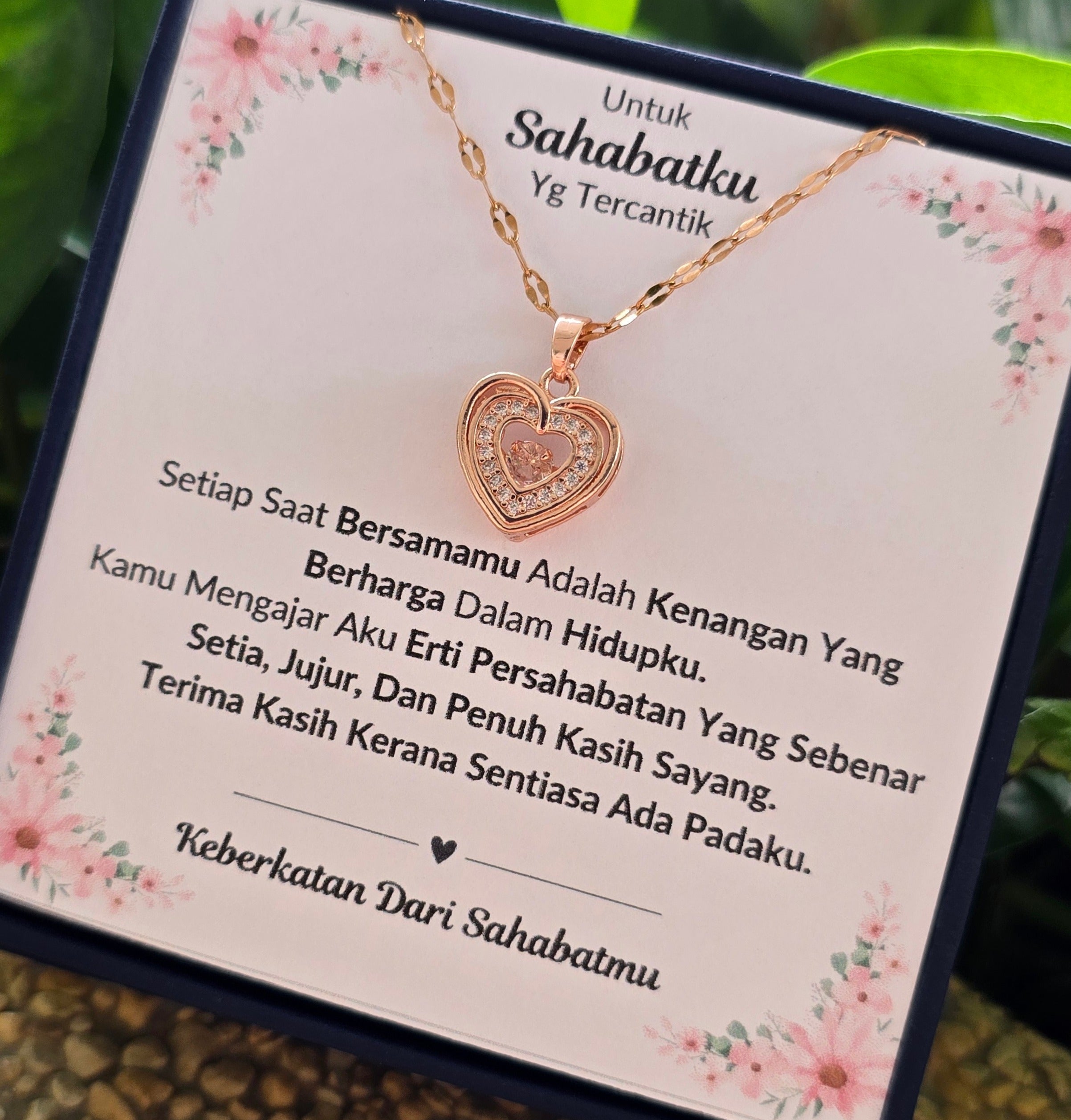 Hadiah Terbaik Untuk Sahabatku I Kenangan Yang Berharga I Rose Heart Necklace