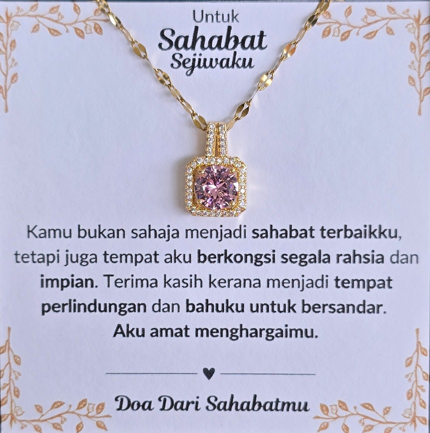 Hadiah Terbaik Untuk Sahabat Sejiwaku I Kongsi Rahsia Dan Impian I Sweet Pink Necklace