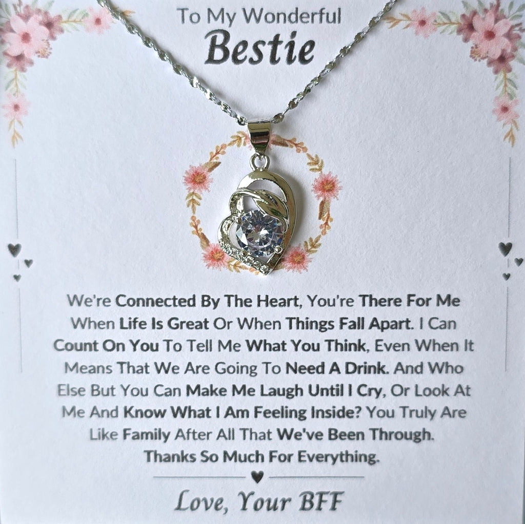 Best Gift To My Bestie I Connected By Heart I Pure Love Necklace
