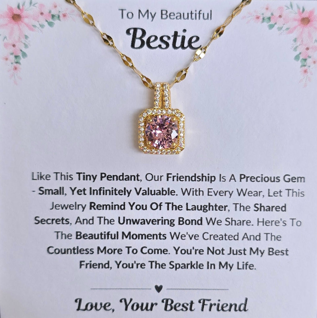 Best Gift To My Bestie I Not Just Best Friend I Sweet Pink Necklace