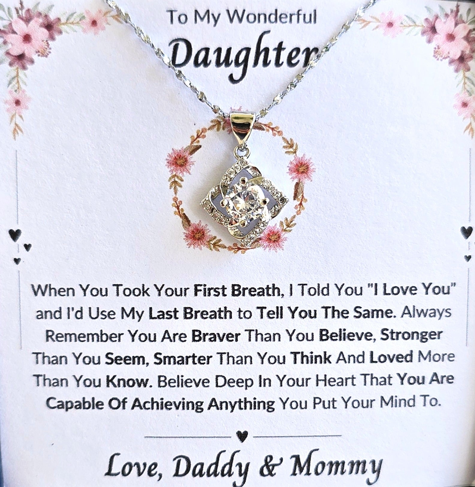 Best Gift To My Daughter I Always Love You I From Daddy Mommy I Elegant Love Necklace
