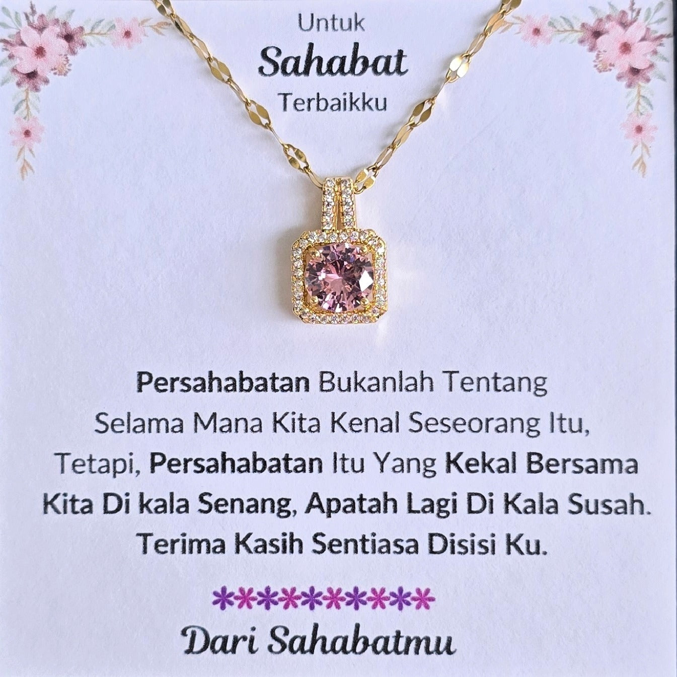 Hadiah Terbaik Untuk Sahabat Terbaikku I Sentiasa Disisi Ku I Sweet Pink Necklace