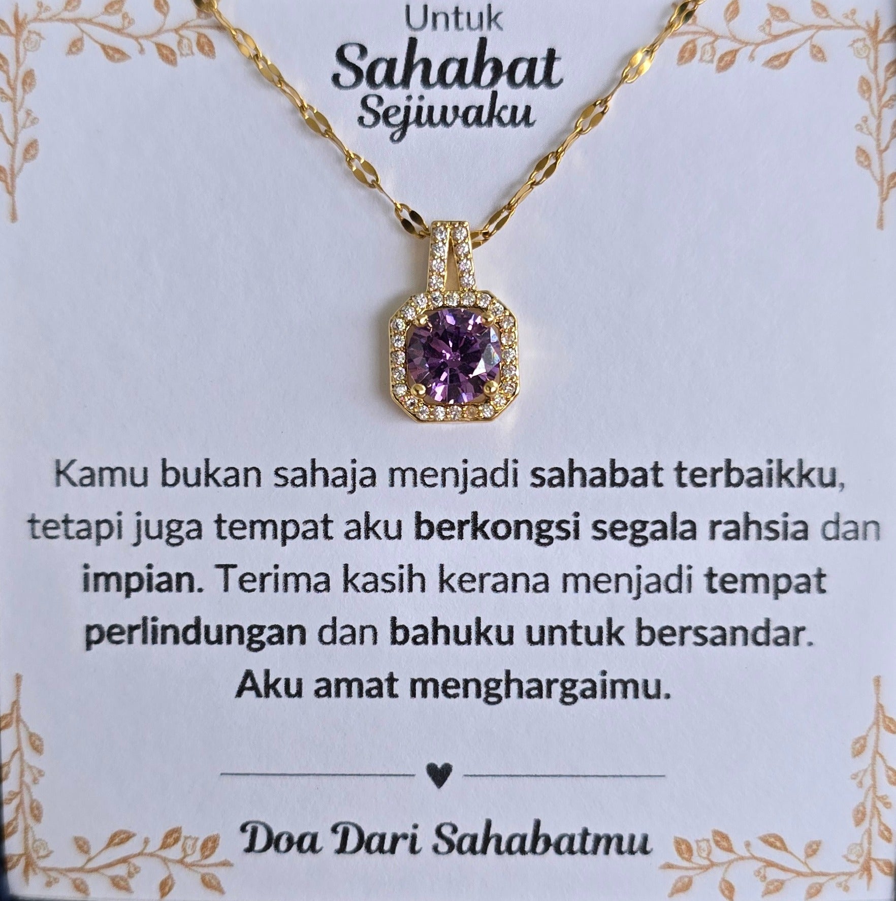 Hadiah Terbaik Untuk Sahabat Sejiwaku I Kongsi Rahsia Dan Impian I Sweet Purple Necklace