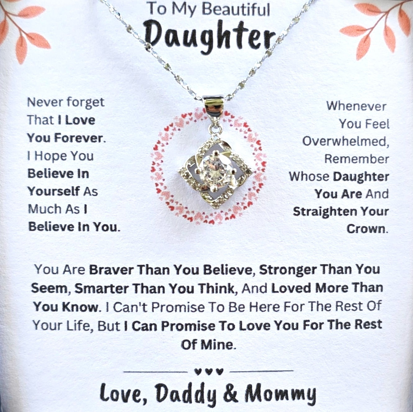 Best Gift To My Daughter I Love You Forever I From Daddy Mommy I Elegant Love Necklace