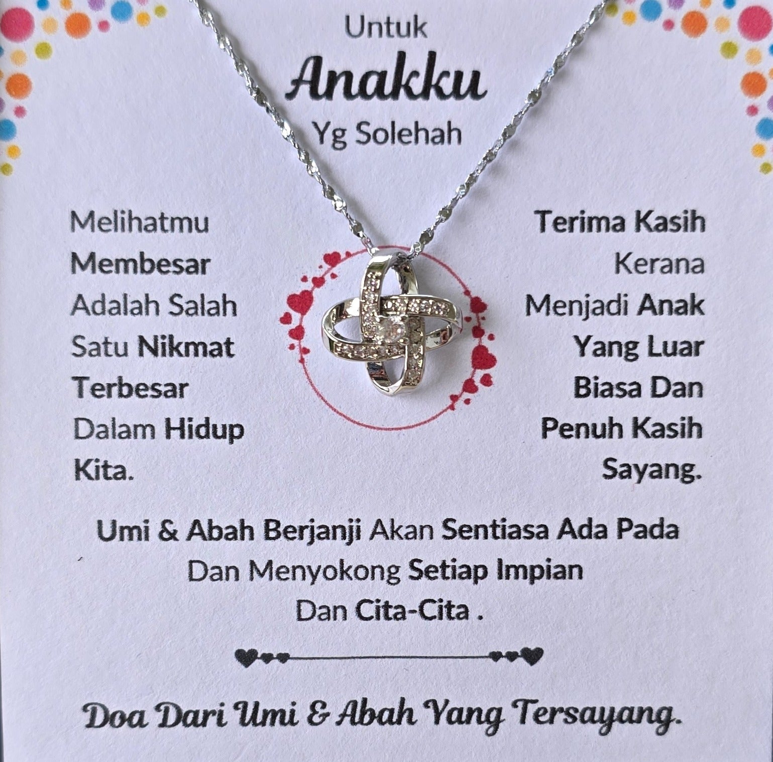 Hadiah Terbaik Untuk Anakku I Sentiasa Ada Padamu I Dari UmiAbah I Love Knot Necklace